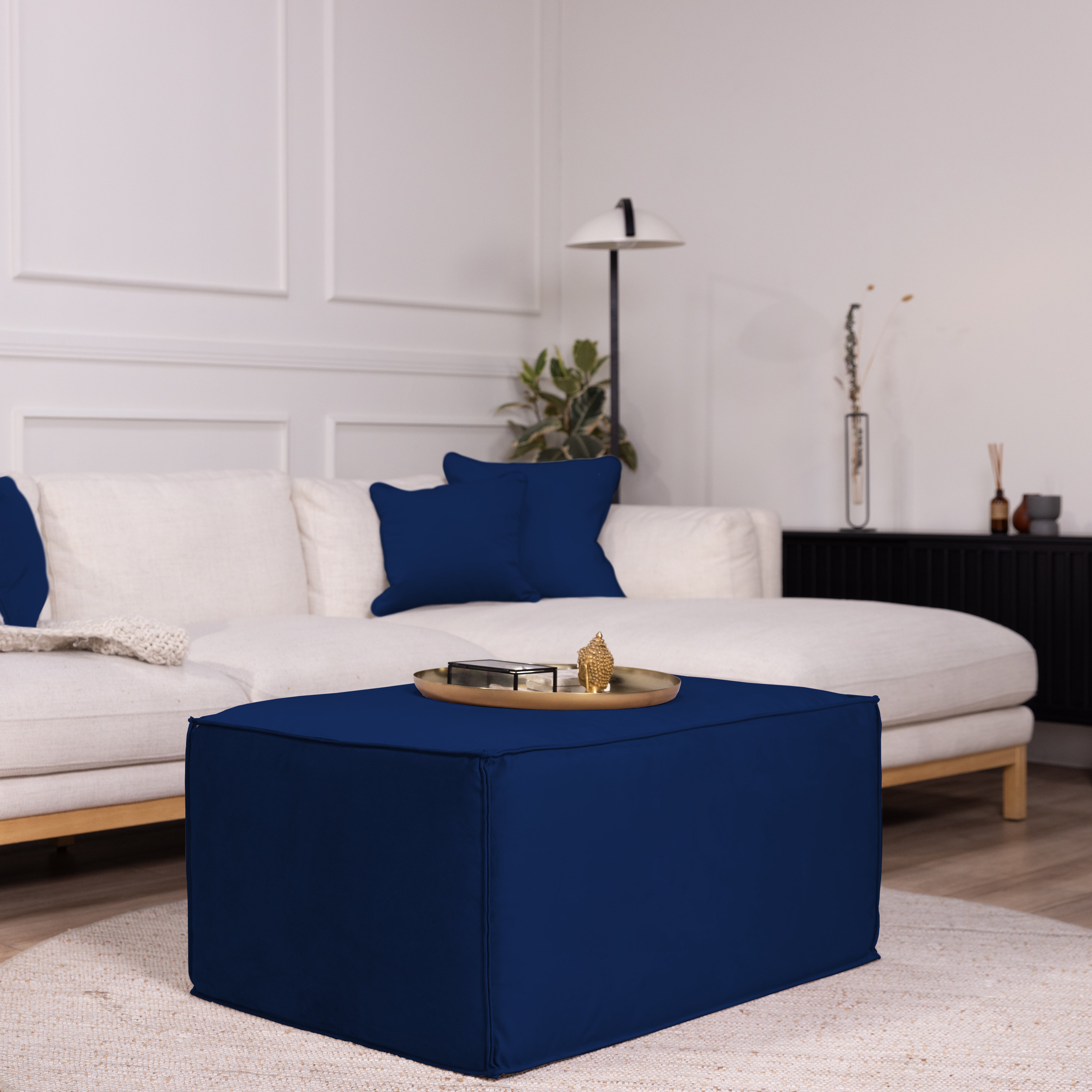 Overstuffed 36" x 24" Rectangle Microfiber Ottoman, 16" Height - Eclipse