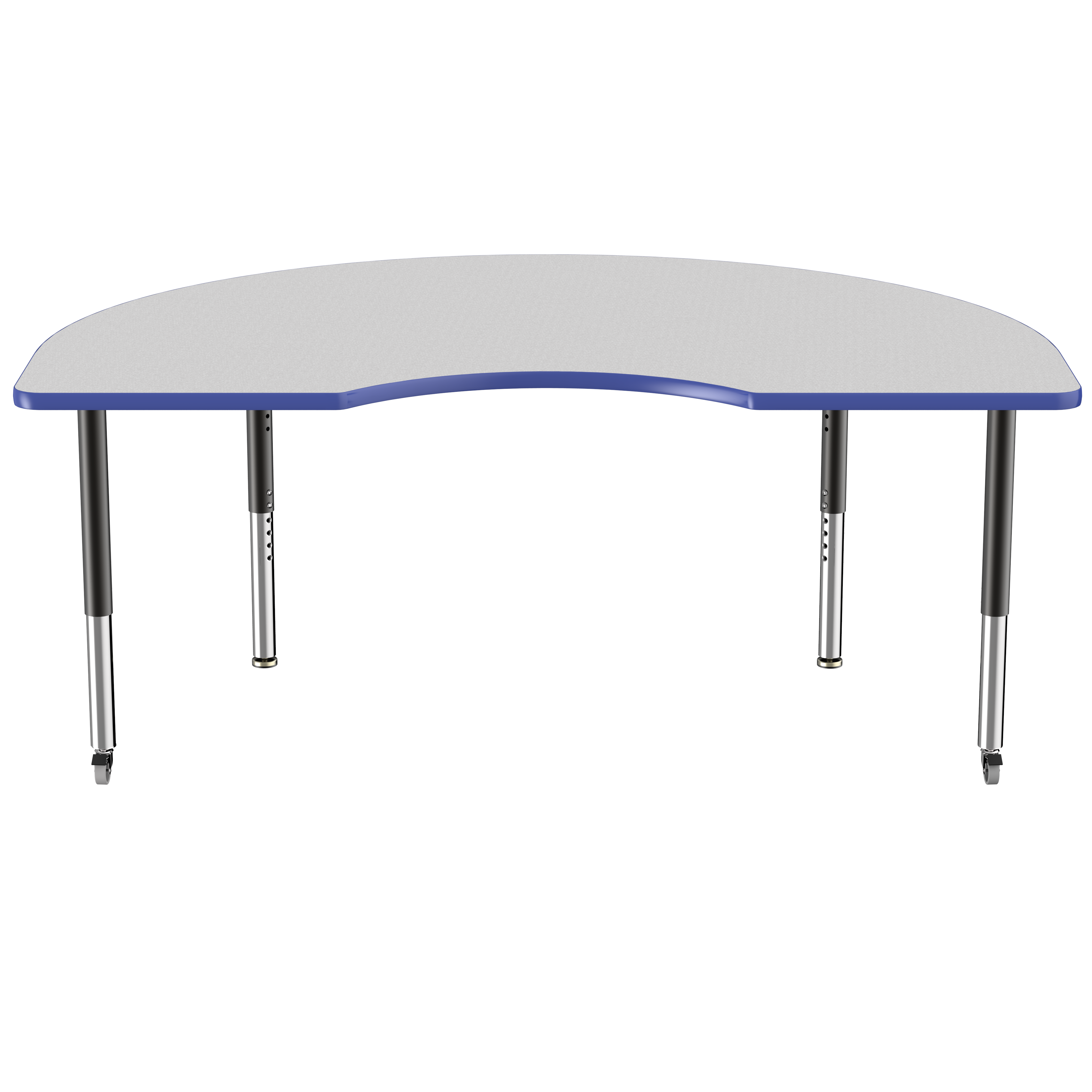 48" x 72" Kidney T-Molding Activity Table with Adjustable Super Legs - Gray/Blue/Black