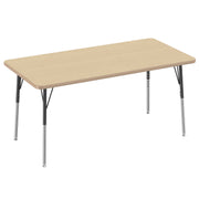 30" x 60" Rectangle Thermofused Activity Table with Adjustable Standard Swivel Glide Legs - Maple/Maple/Black