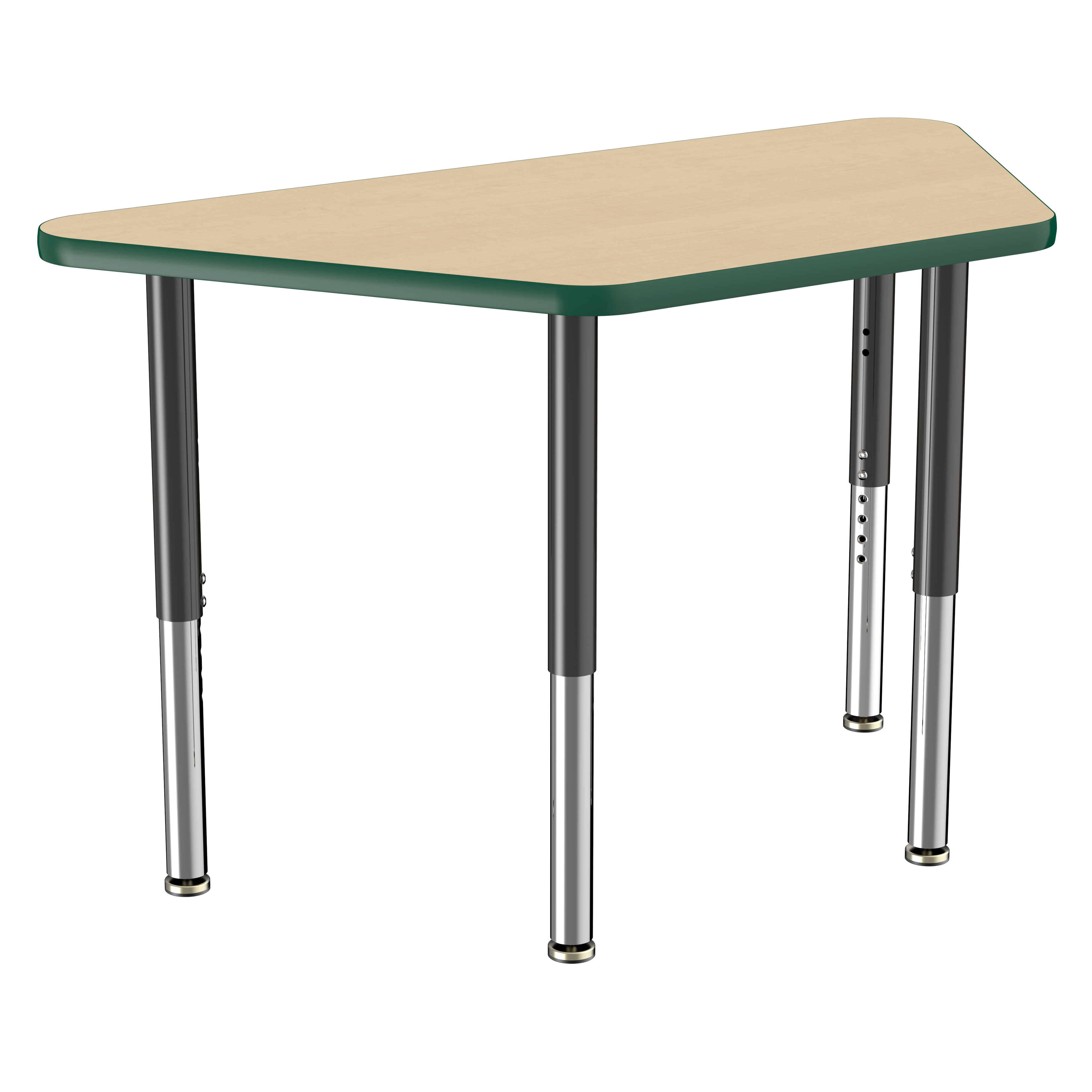 24" x 48" Trapezoid T-Molding Activity Table with Adjustable Super Legs - Maple/Green/Black