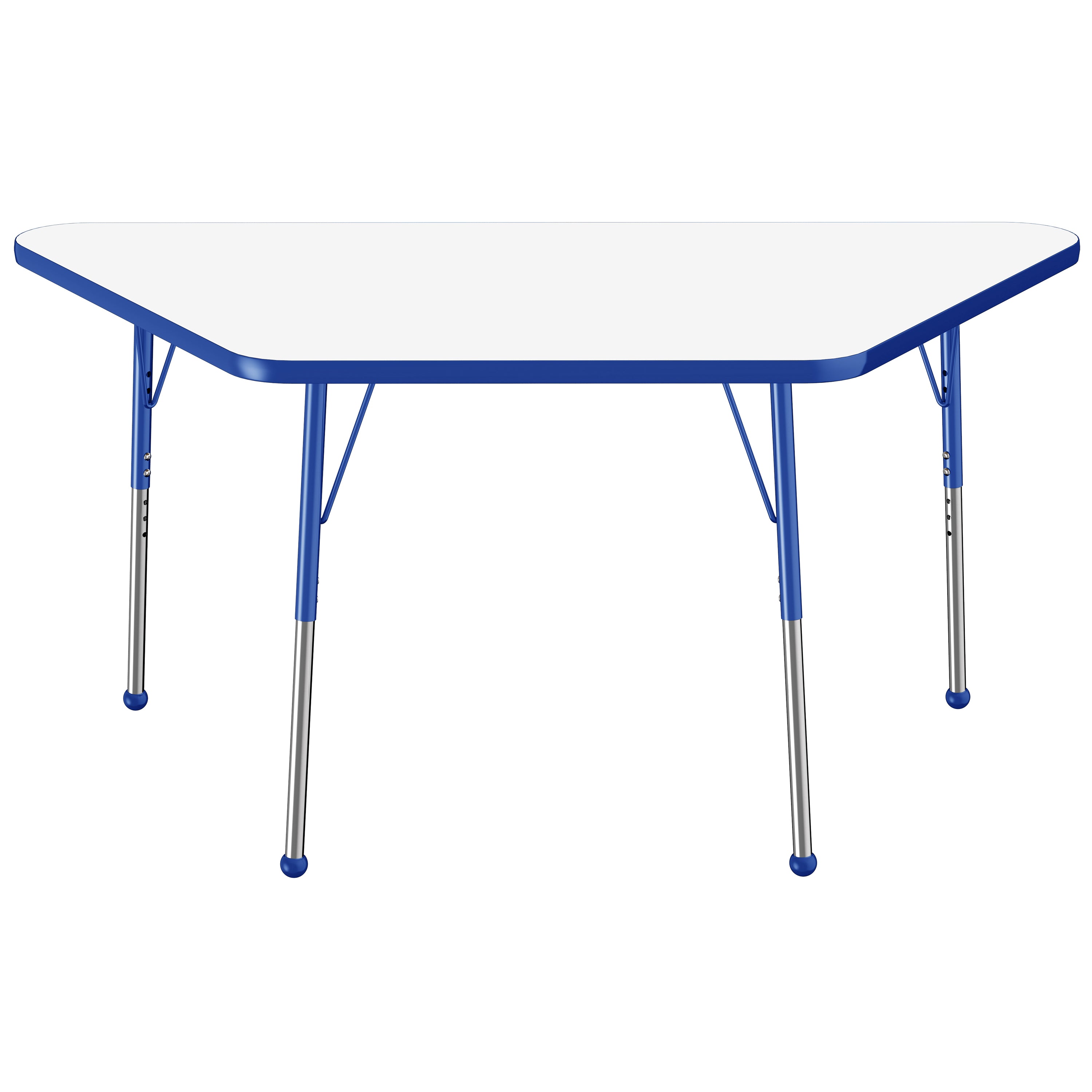 30" x 60" Trapezoid Dry-Erase Activity Table with Adjustable Standard Ball Glide Legs - Whiteboard/Blue