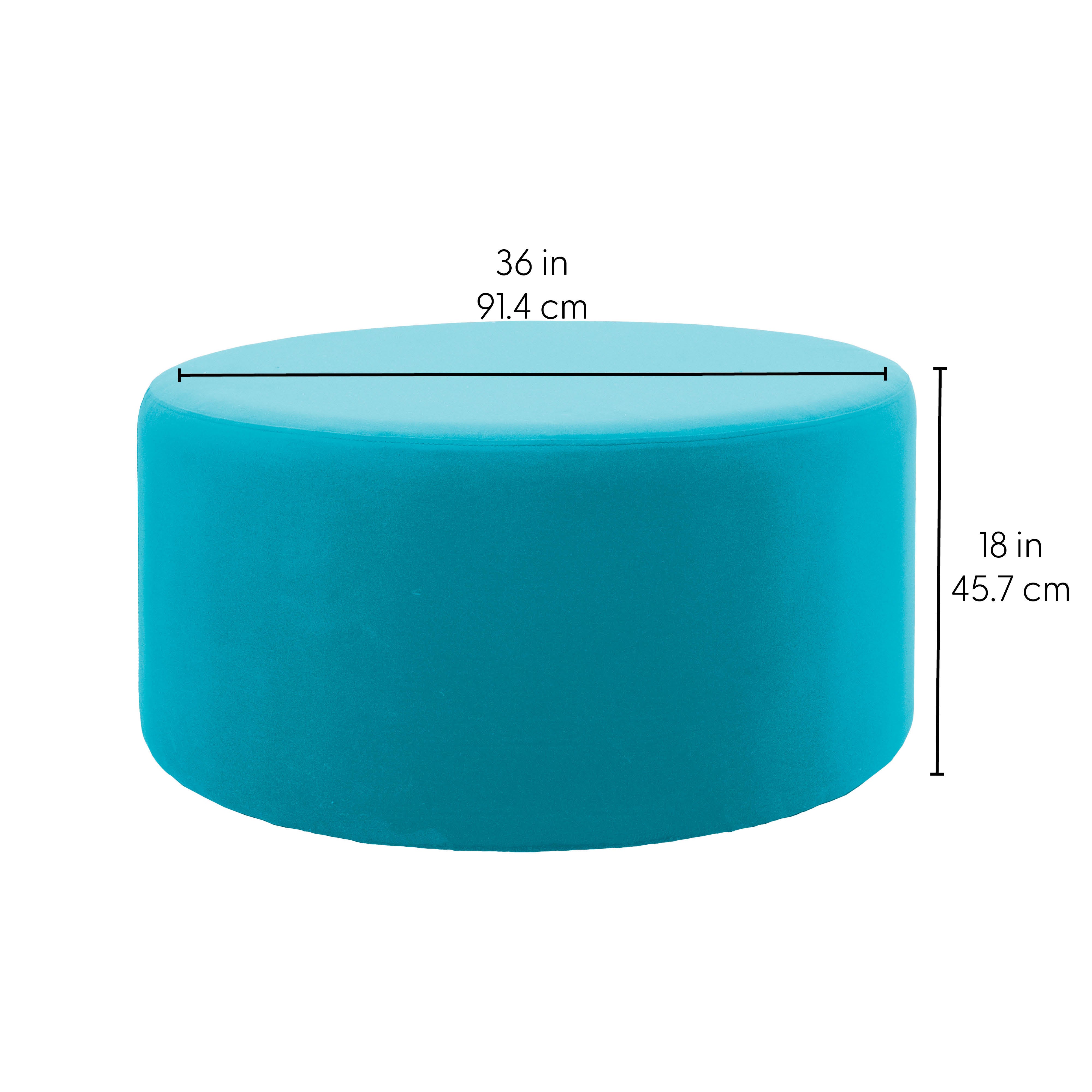 Outdoor 36" Round Ottoman with Sunbrella®, 18" H - Canvas Aruba
