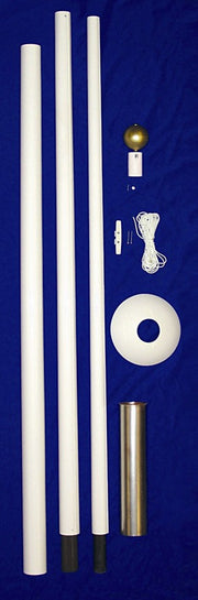 Fiberglass Flagpole 20 Ft. White Fiberglass 3 Section Flagpole has Exceptional Strength, Villager III Kit