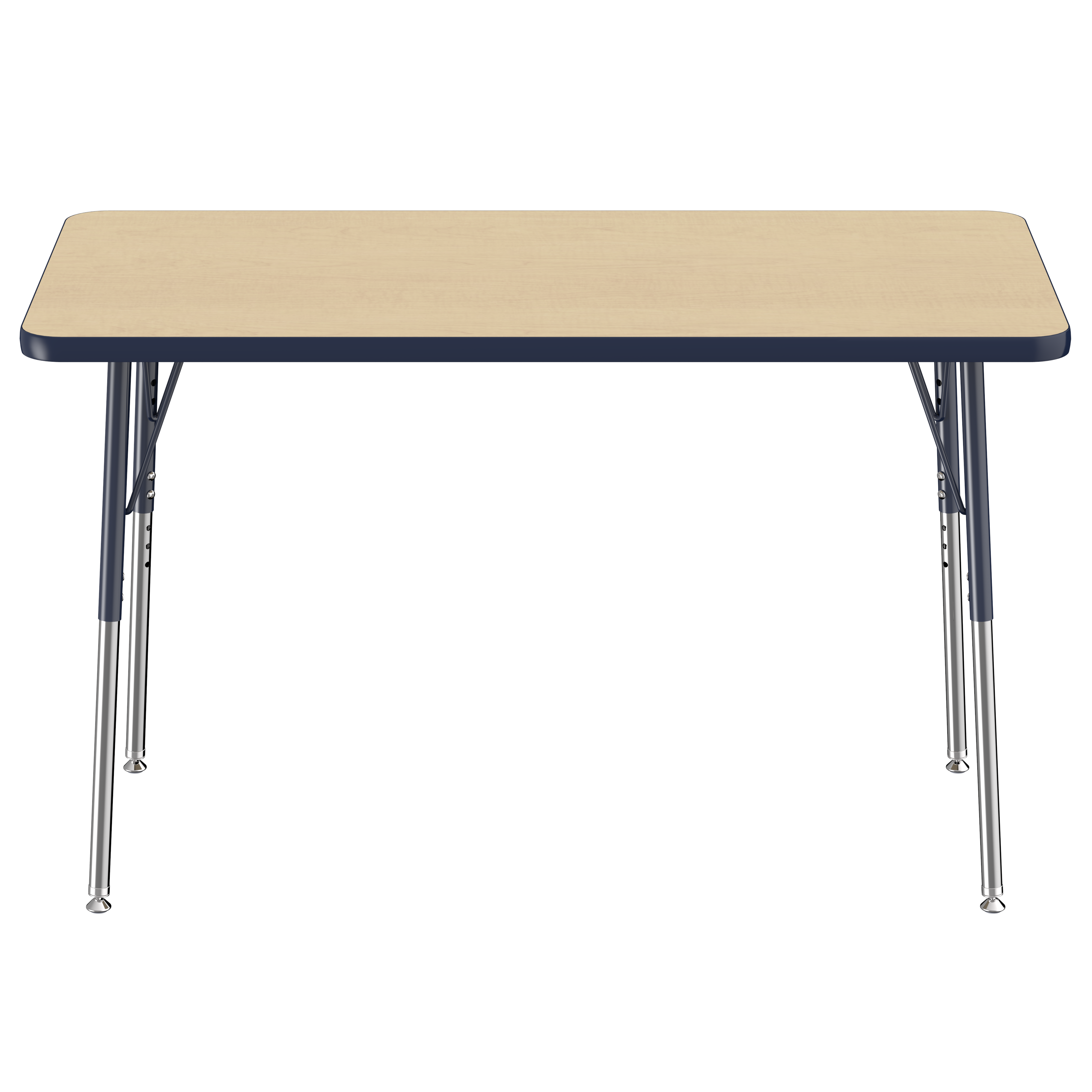 24" x 48" Rectangle T-Molding Activity Table with Adjustable Standard Swivel Glide Legs - Maple/Navy