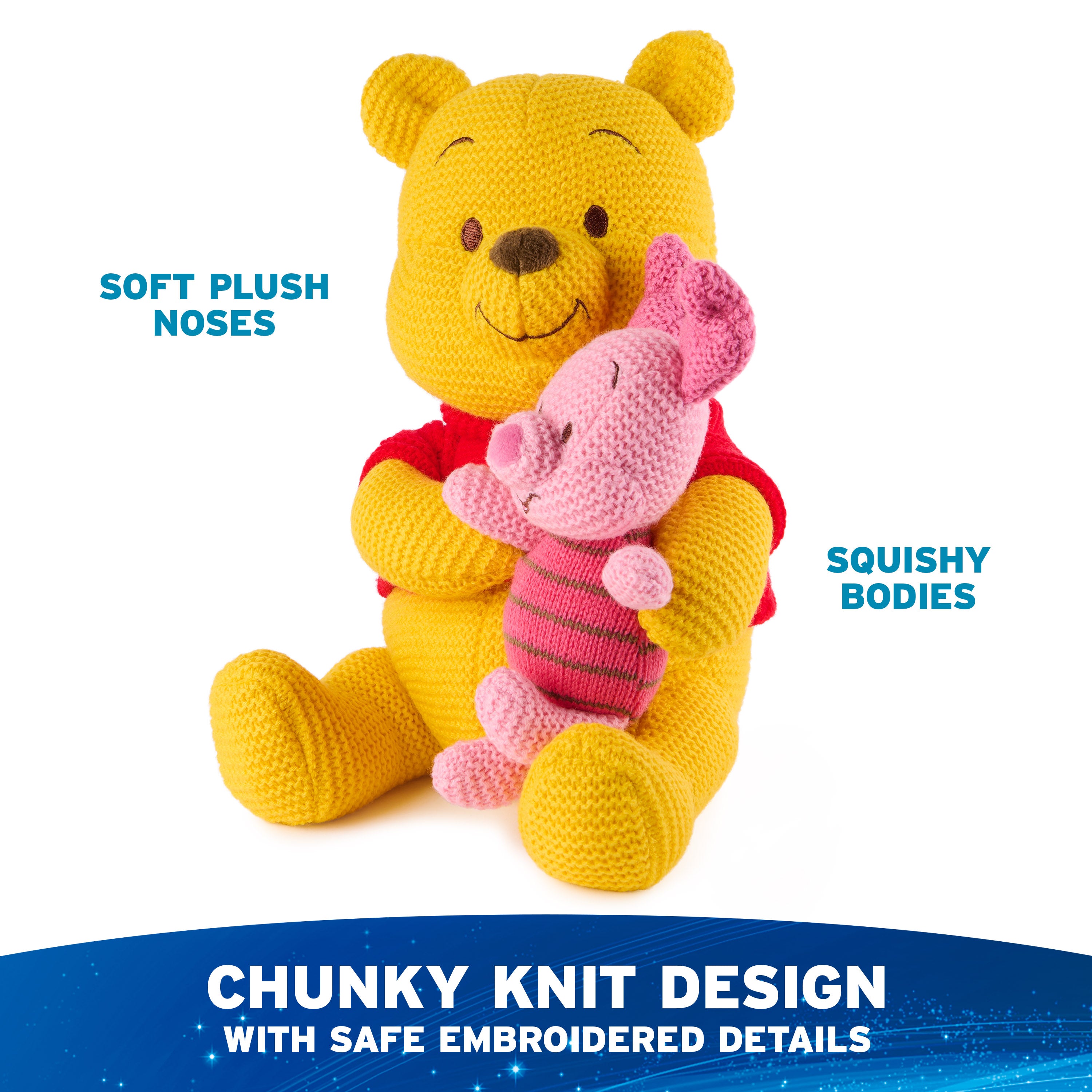 GUND Disney Official Pooh and Piglet Knit Plush, Winnie the Pooh, Stuffed Animal for Ages 1 and Up, Yellow/Pink, 10”