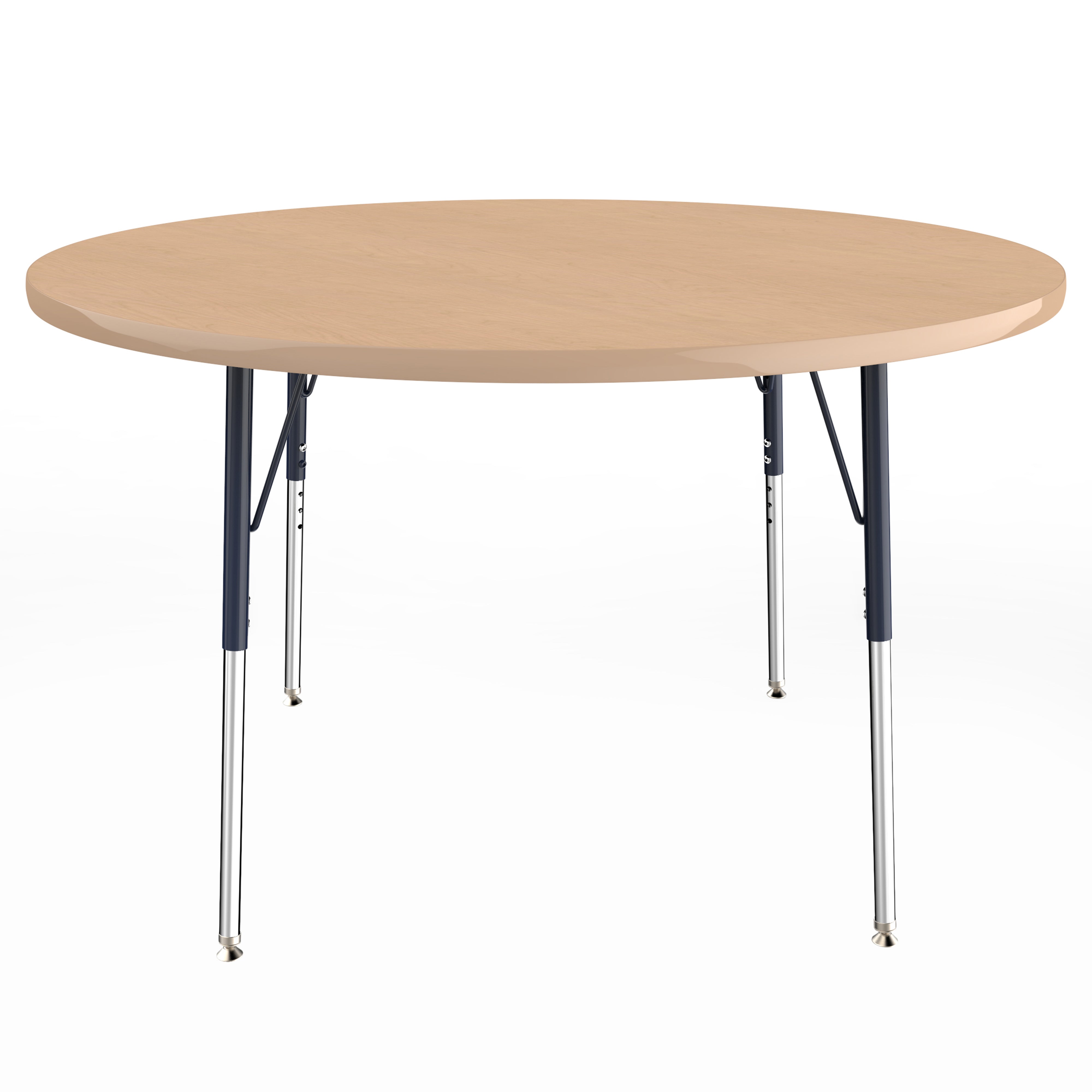 48" Round Thermofused Activity Table with Adjustable Standard Swivel Glide Legs - Maple/Maple/Black