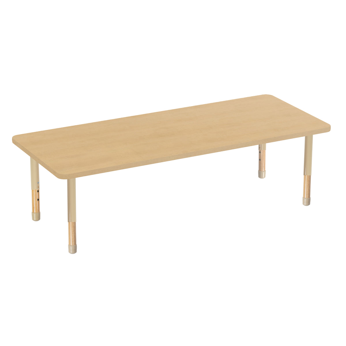 30" x 72" Rectangle Thermofused Activity Table with Adjustable Chunky Wood Legs - Maple Grain/Sand/Natural