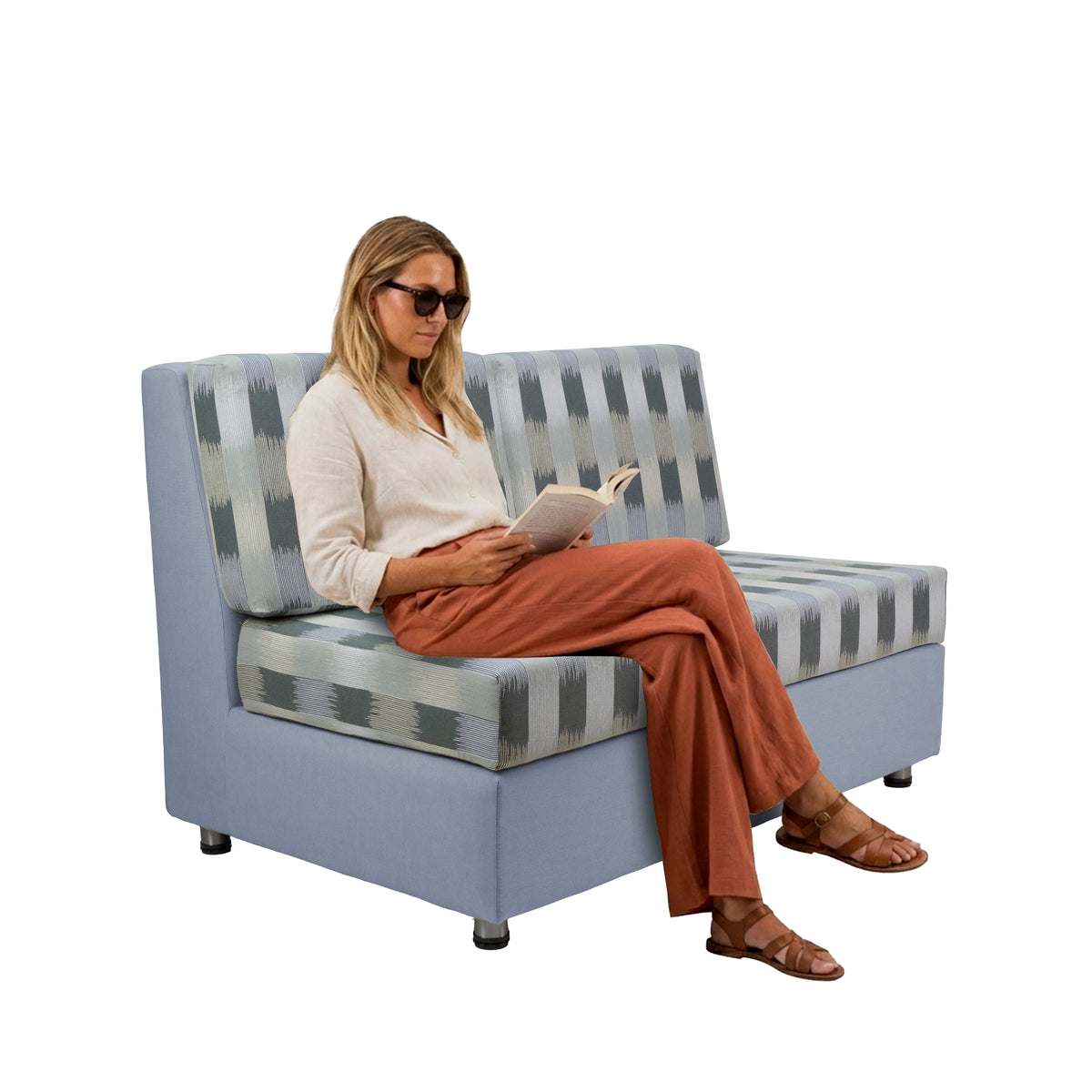 Outdoor Armless Sofa with Sunbrella - Dream Mist/Canvas Haze