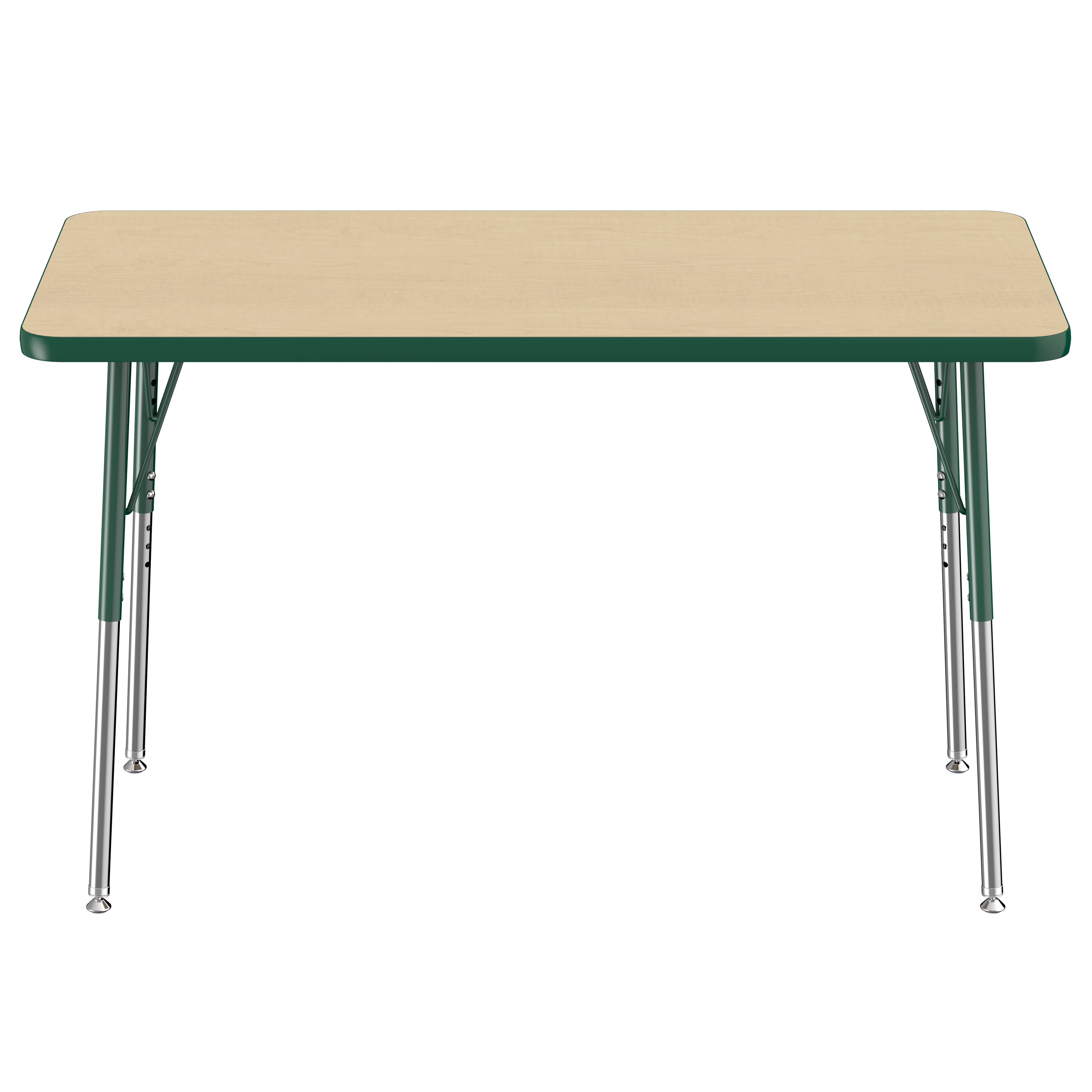 24" x 48" Rectangle T-Molding Activity Table with Adjustable Standard Swivel Glide Legs - Maple/Green