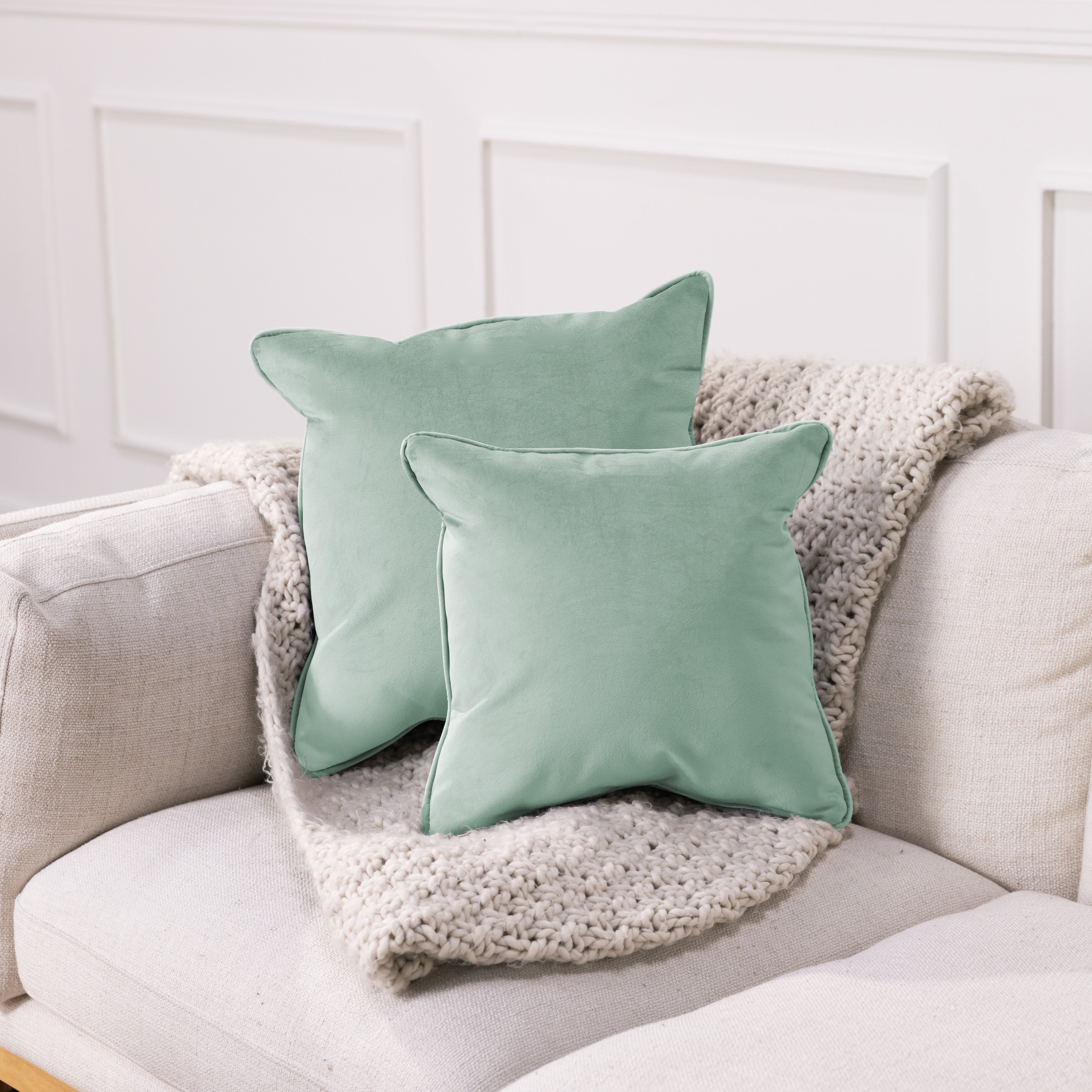 18" x 18" Square Microfiber Pillow with Piping, 2-Piece - Aloe