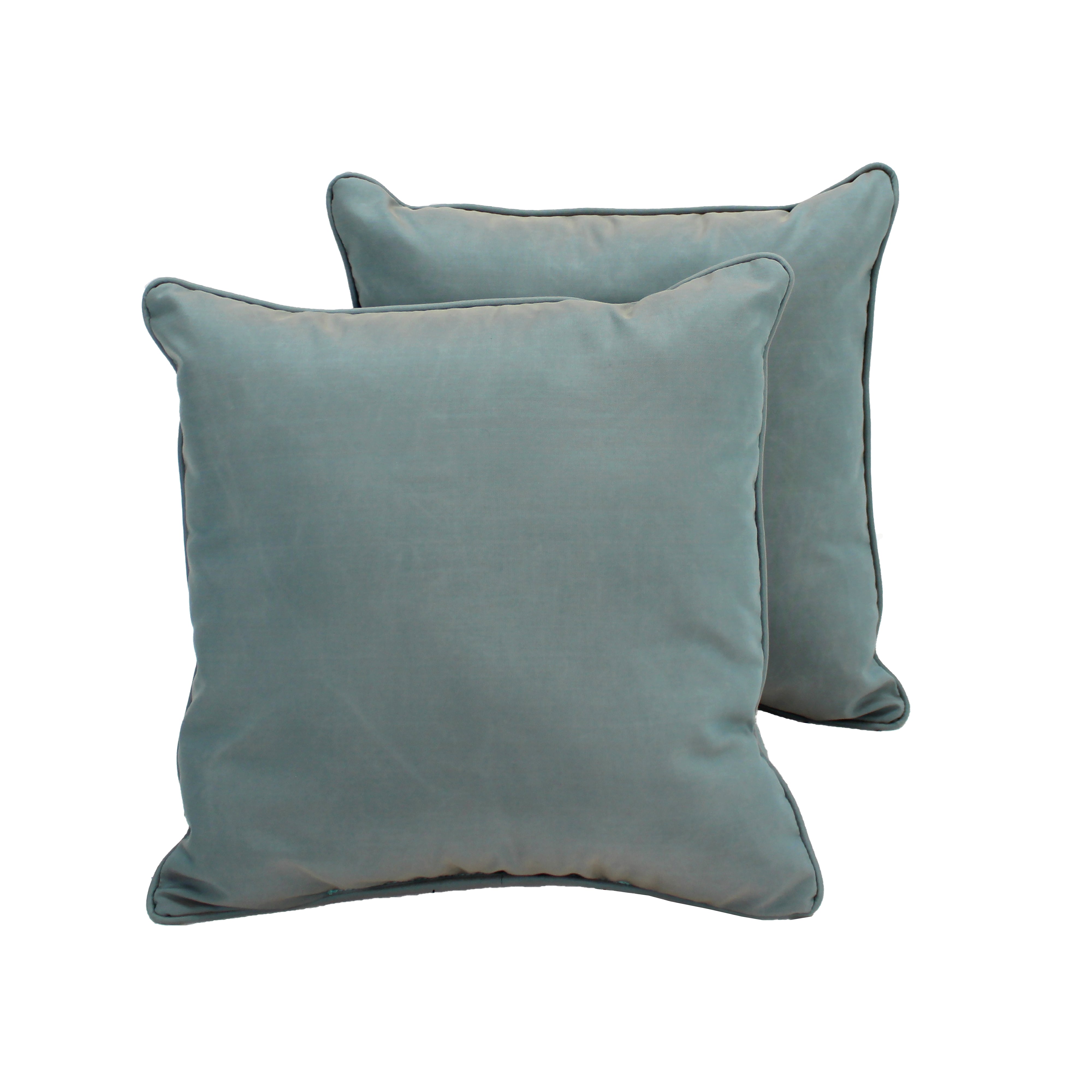 Presidio 15" x 15" Square Indoor/Outdoor Pillow with Piping, 2-Piece - Dusty Turquoise