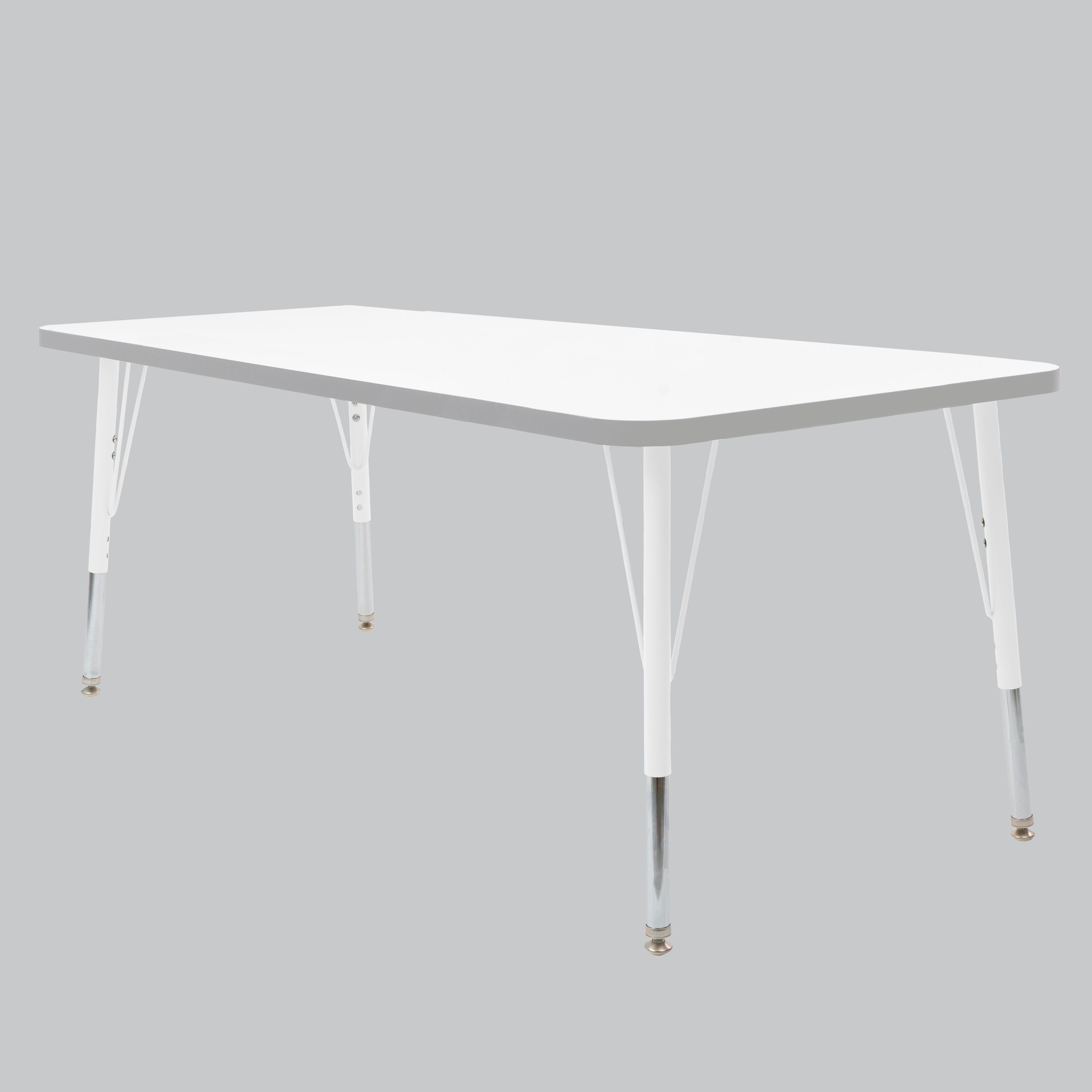 30" x 72" Rectangle Thermofused Activity Table with Adjustable Standard Swivel Glide Legs - White/North Sea/White