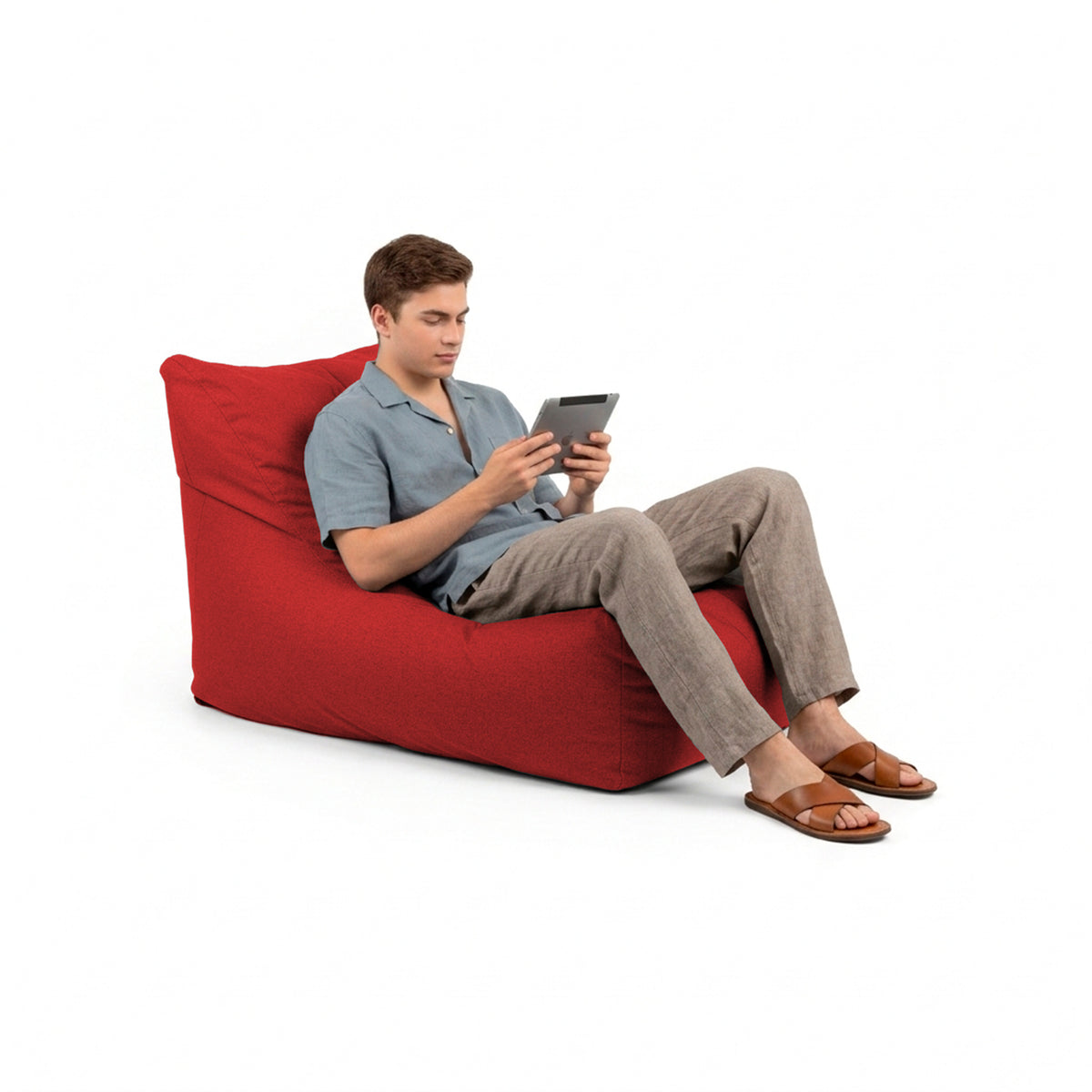 Oudoor Bean Bag Lounger with Sunbrella - Canvas Jockey Red