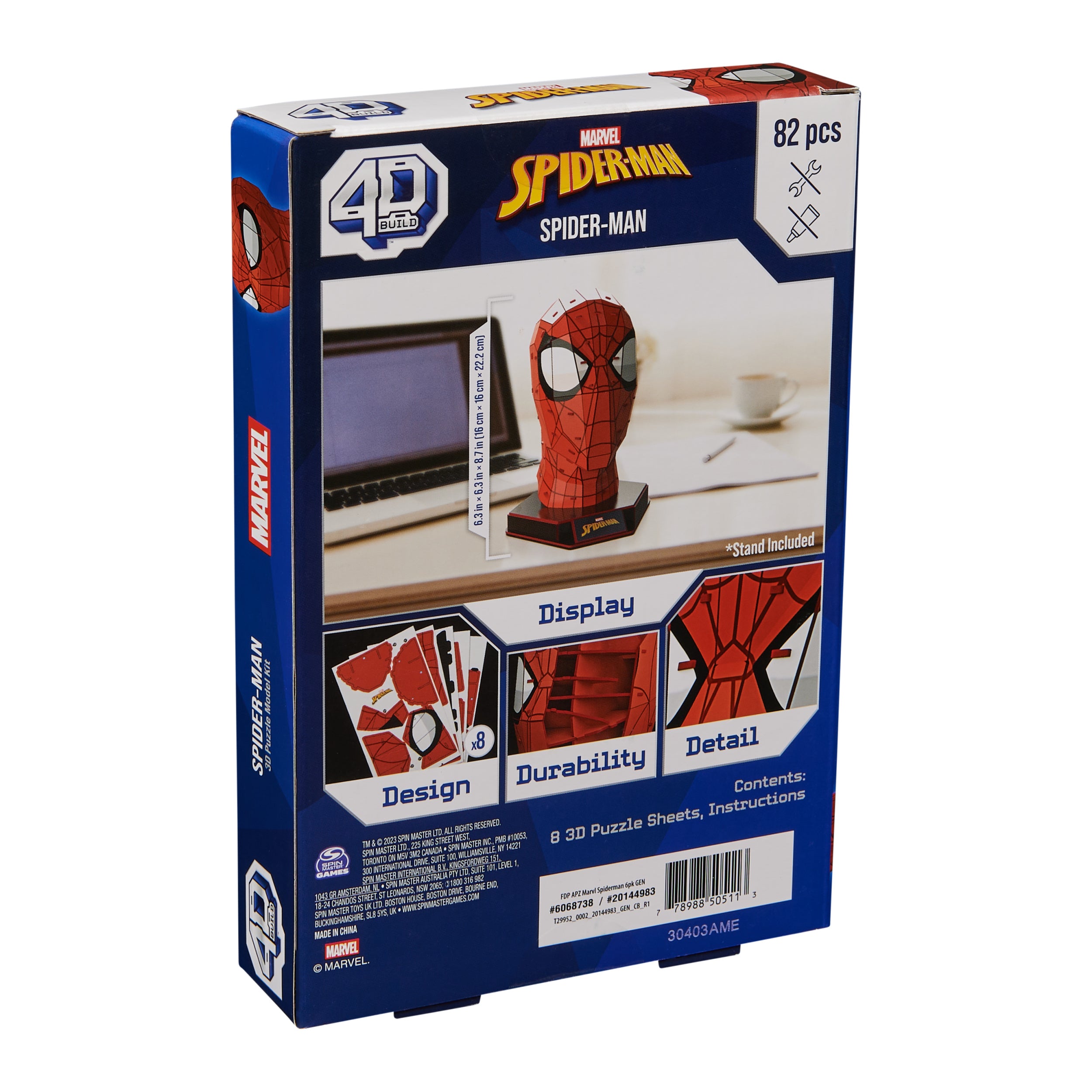 4D Build, Marvel Spider-Man 3D Puzzle Model Kit with Stand 82 Pcs | Spider-Man Desk Decor | Building Toys | 3D Puzzles for Adults & Teens 12+