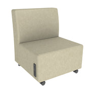 Pro Series Rustic Upholstered Armless Mobile Chair with Tech Panel - Almond