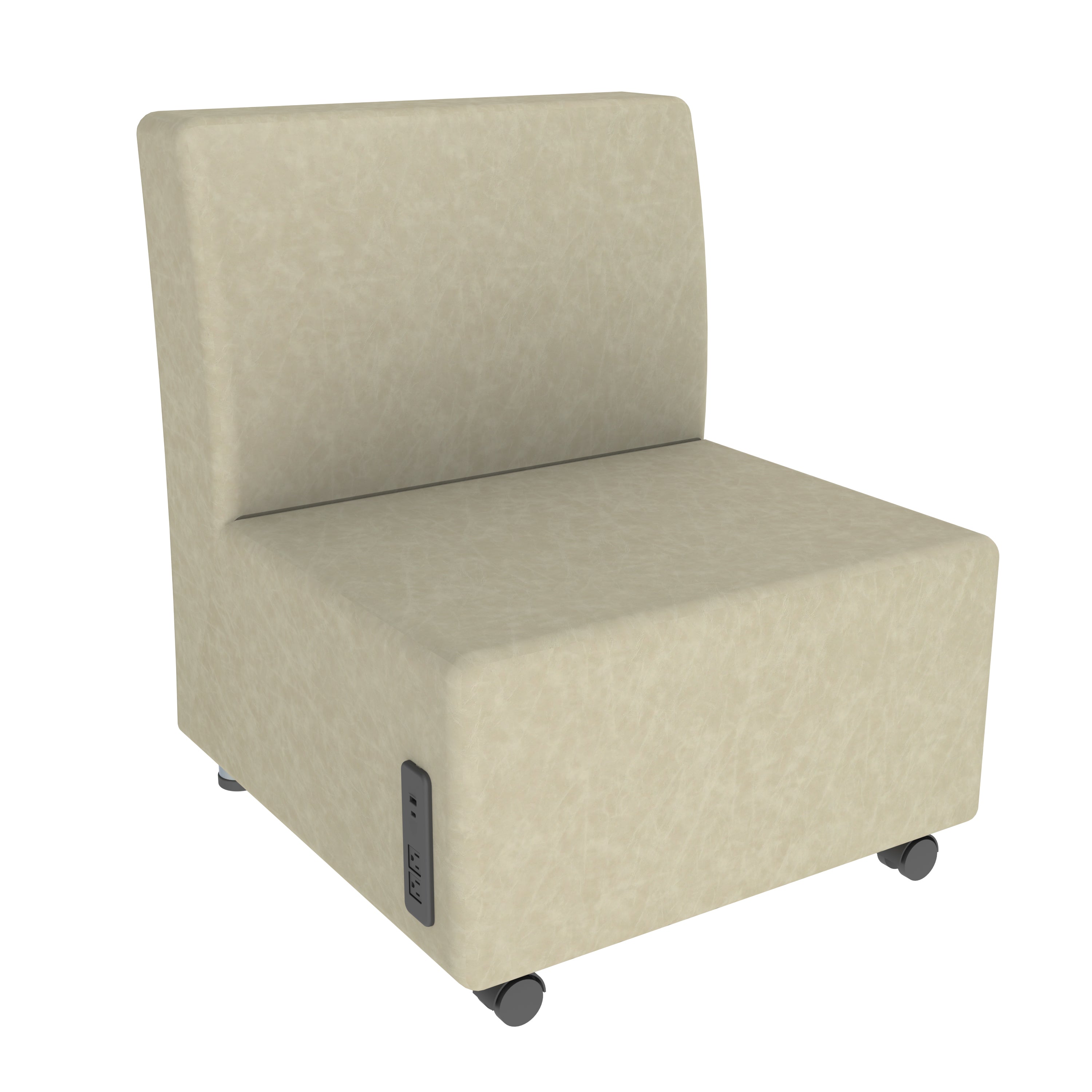 Pro Series Rustic Upholstered Armless Mobile Chair with Tech Panel - Almond