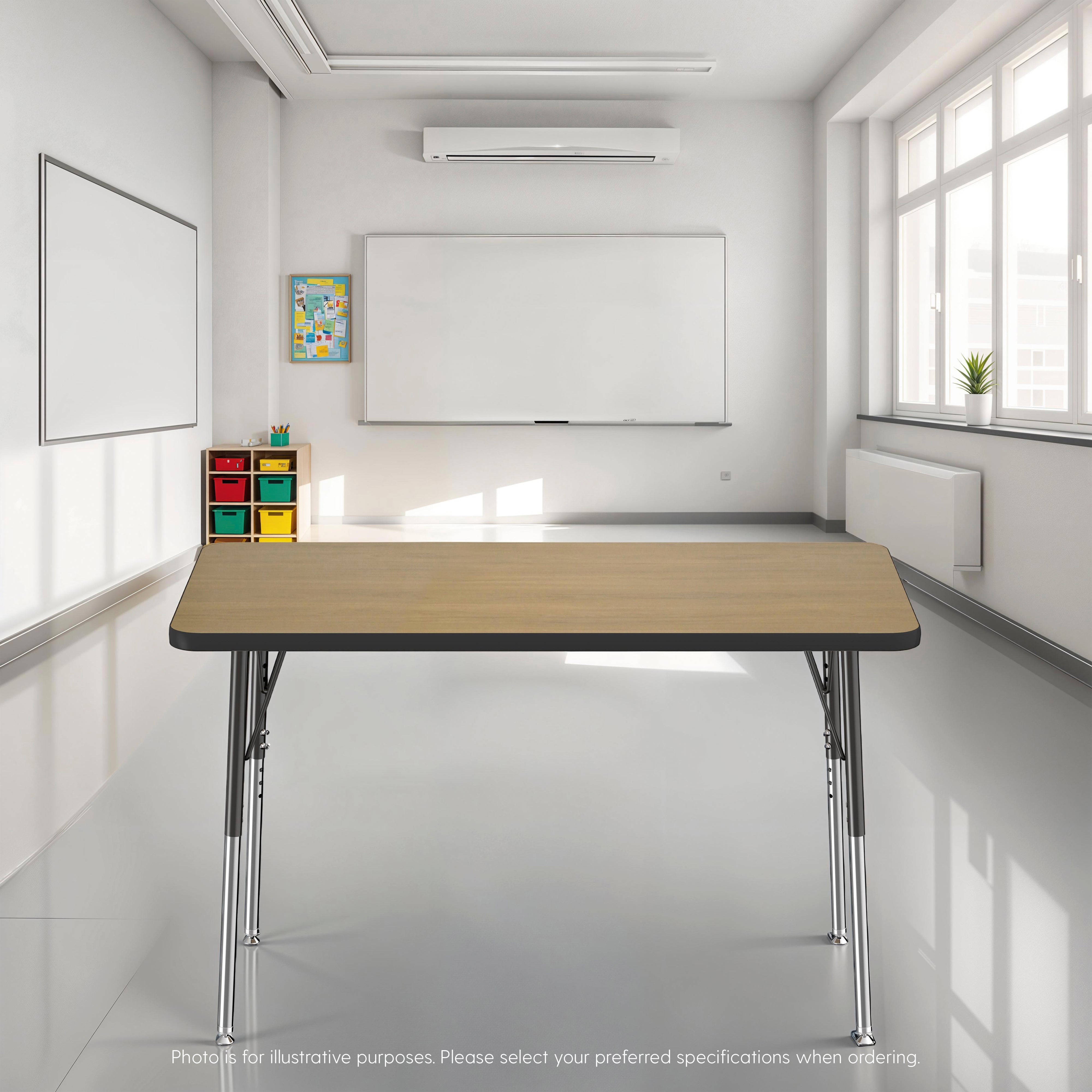 36" x 72" Rectangle T-Molding Activity Table with Adjustable Super Legs - Pasadena Oak/Black
