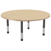 48" Round Thermofused Activity Table with Adjustable Chunky Legs - Maple/Maple/Black