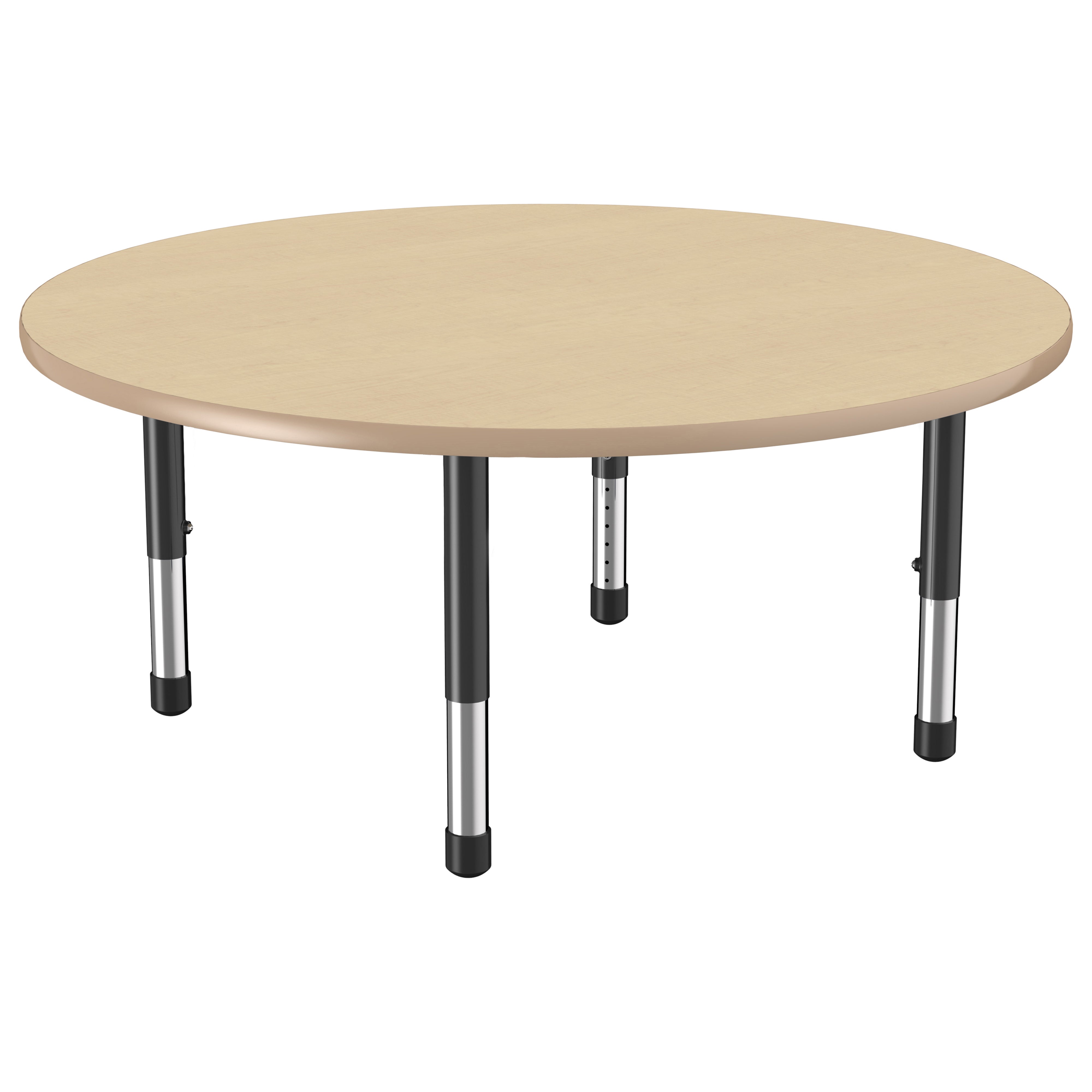 48" Round Thermofused Activity Table with Adjustable Chunky Legs - Maple/Maple/Black