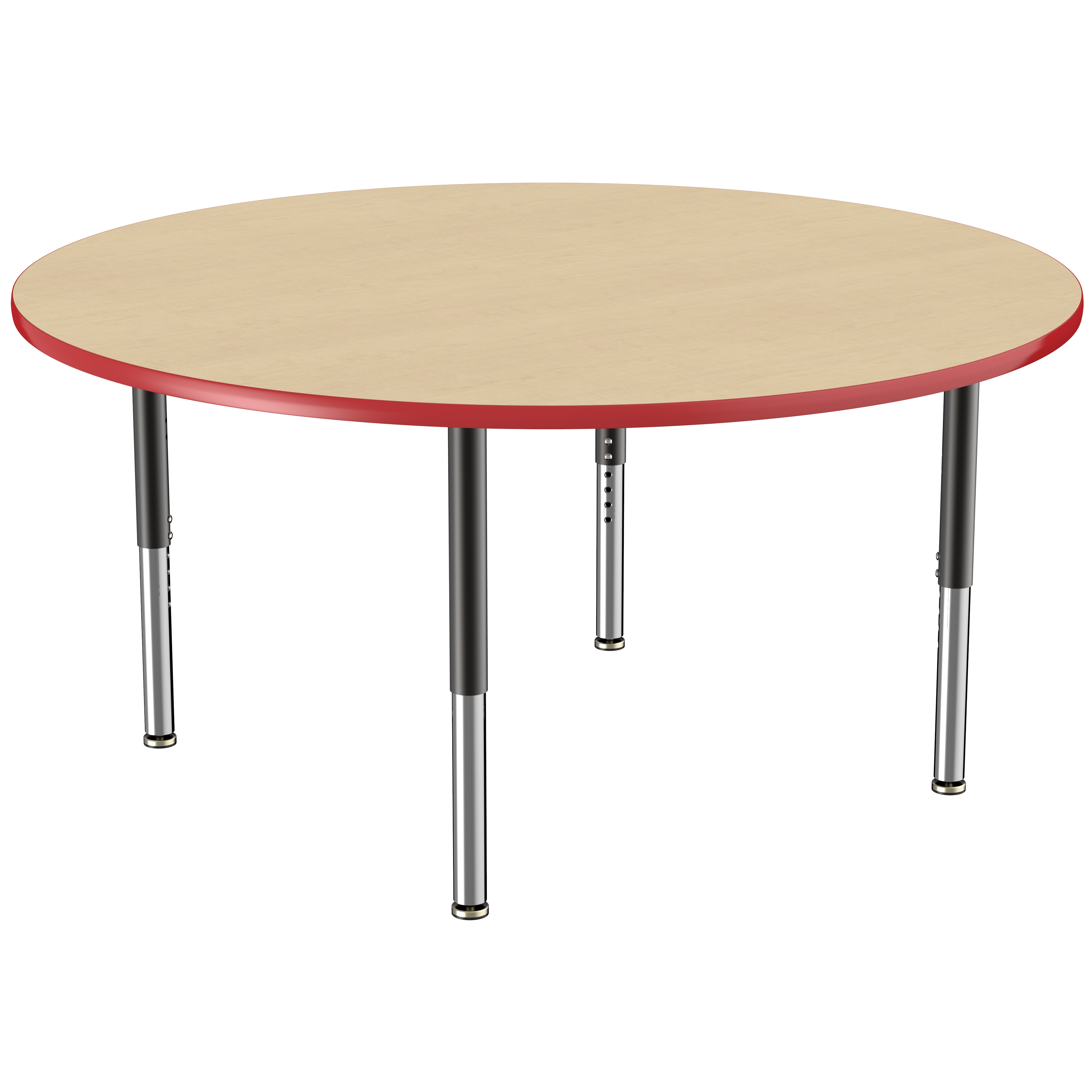 60" Round T-Molding Activity Table with Adjustable Super Legs - Maple/Red/Black