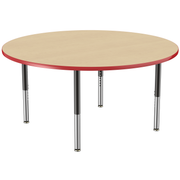 60" Round T-Molding Activity Table with Adjustable Super Legs - Maple/Red/Black