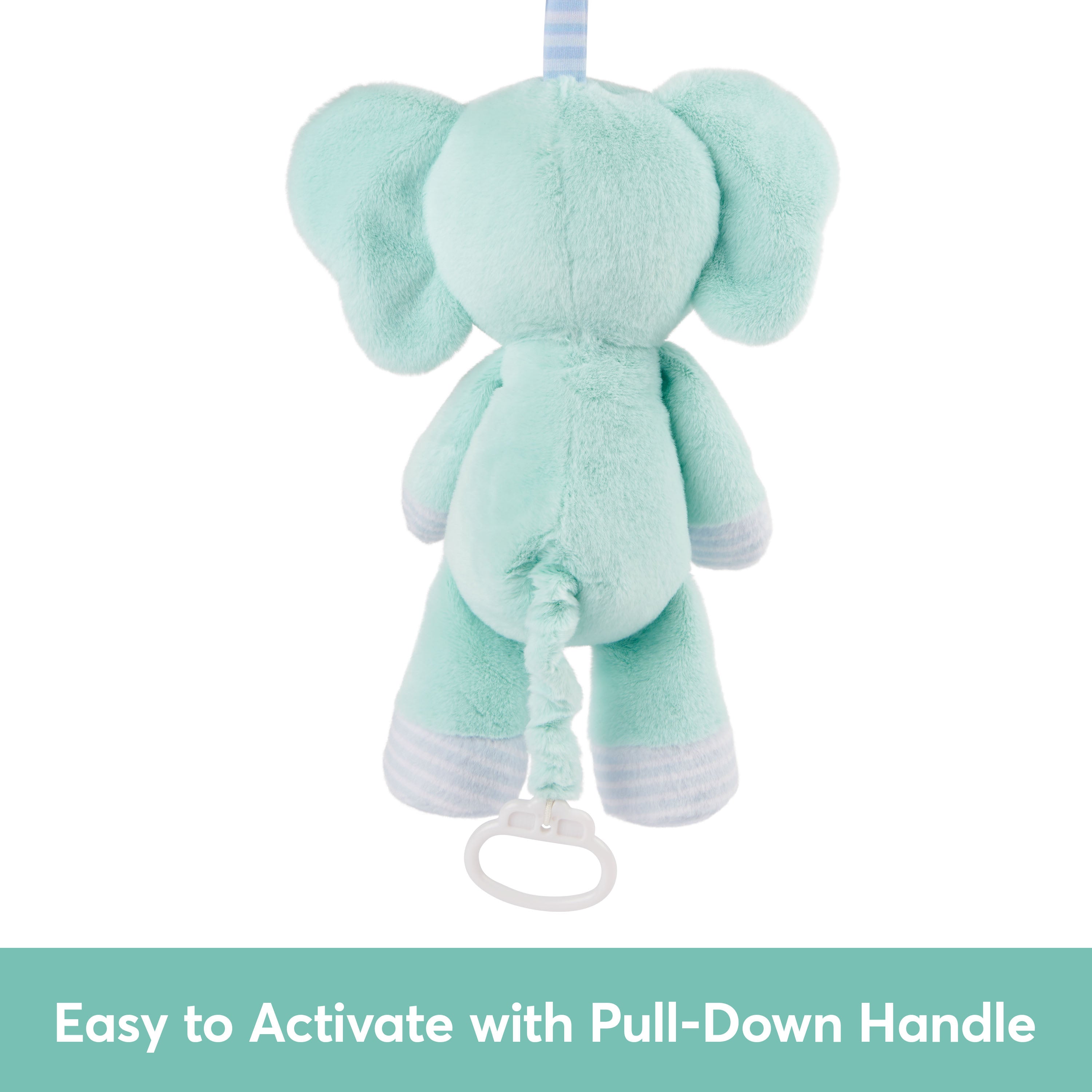 Baby GUND Safari Friends Elephant Pull-Down Musical Plush, Travel Friendly Sensory Toy with Stroller Loop for Ages 0 and Up, Blue, 12”