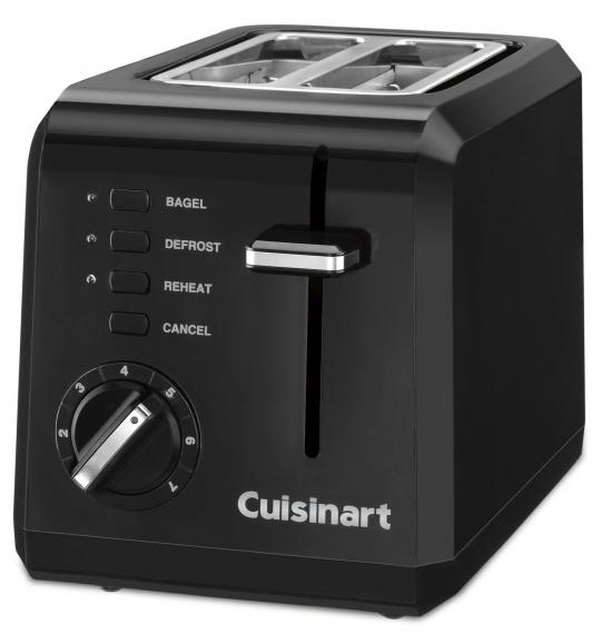 2 Slice Compact Plastic Toaster - Black