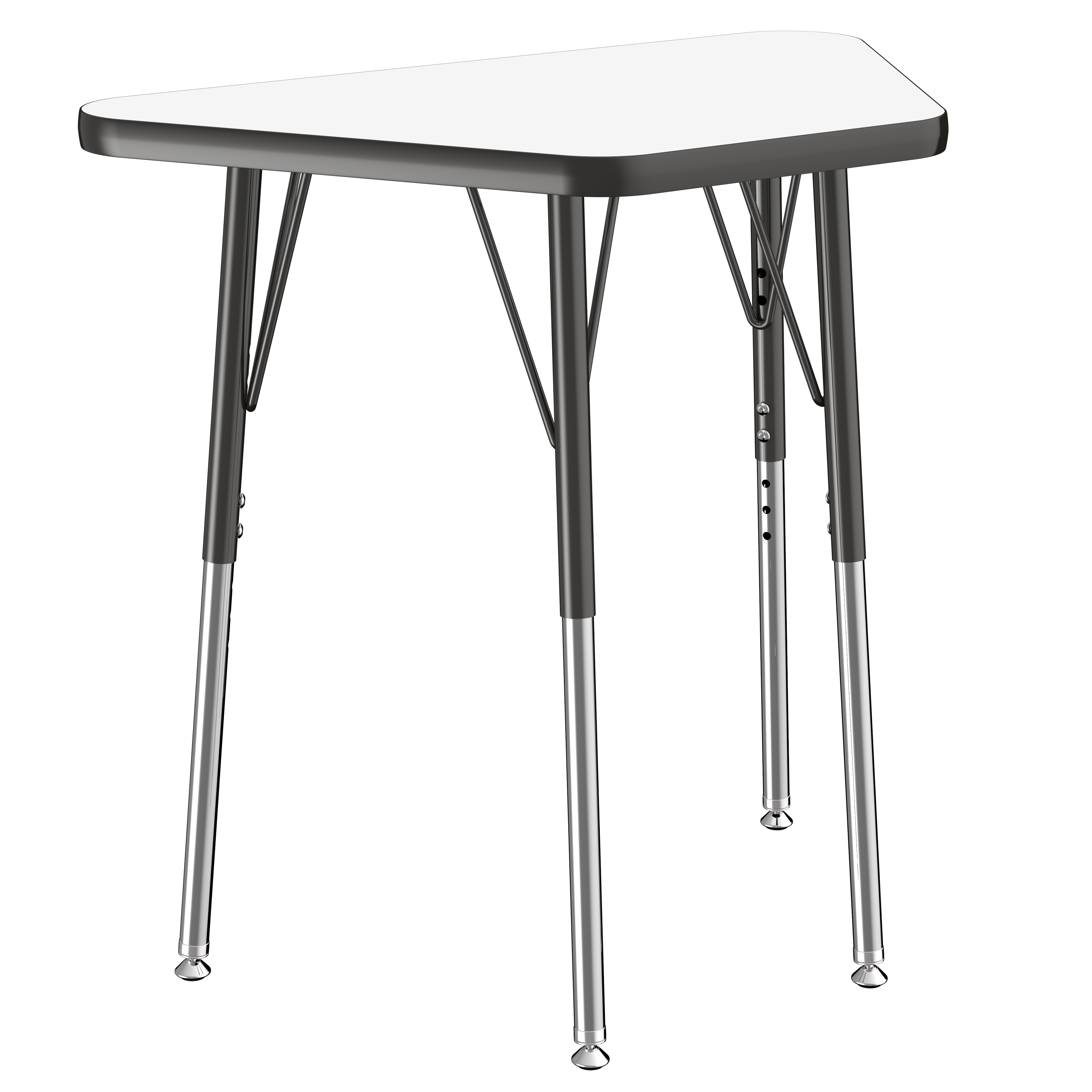 18" x 30" Trapezoid Dry-Erase Activity Table with Adjustable Standard Swivel Glide Legs - Whiteboard/Black