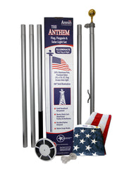 American Flag and Flagpole Set - 20 ft. Aluminum 5-section In-Ground Flagpole and US Flag 3x5 ft. SolarGuard Nylon by Annin Flagmakers, Anthem Kit Model 742371