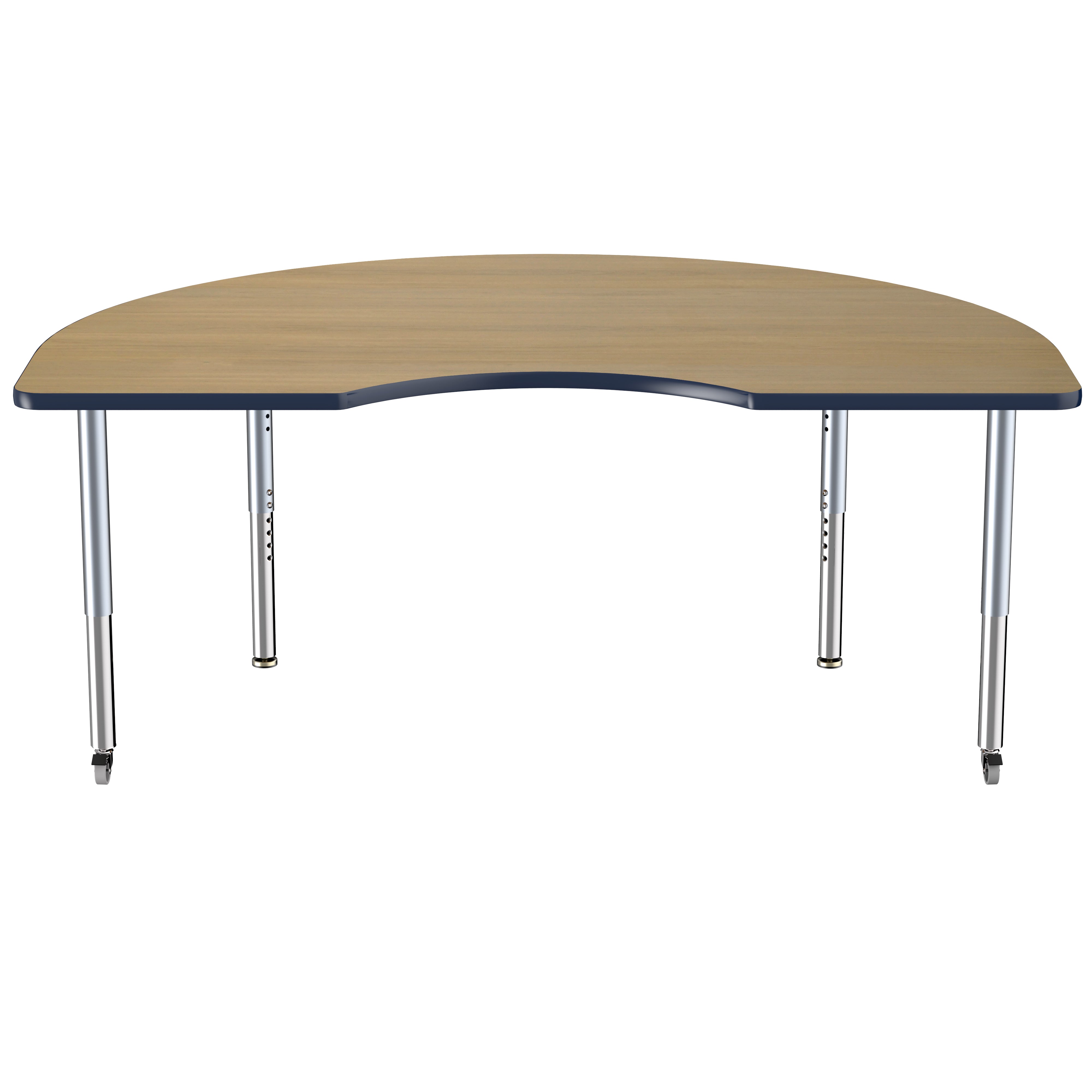 48" x 72" Kidney Thermofused Activity Table with Adjustable Super Legs - Pasadena Oak/Navy/Silver