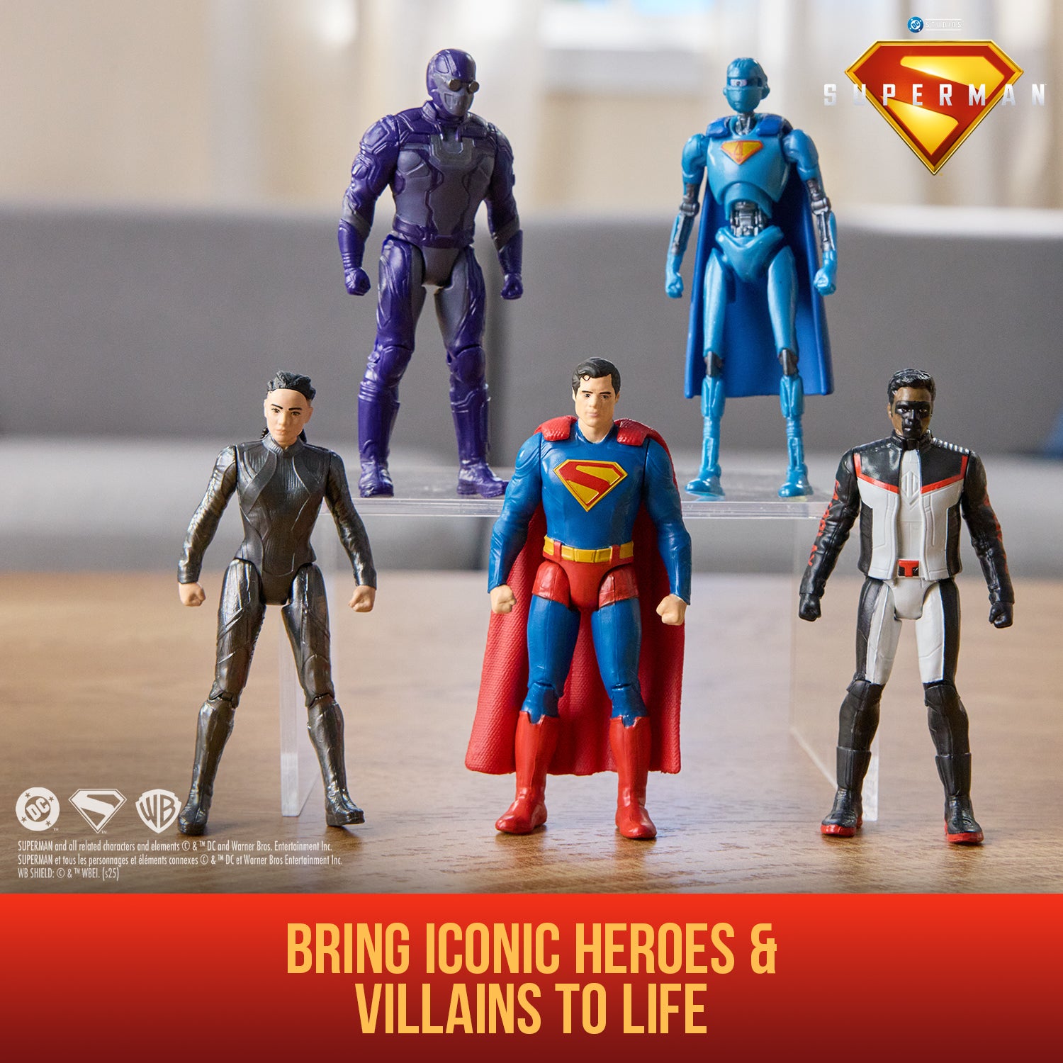 DC Comics, SUPERMAN Heroes Vs. Villains 5-Pack, 3-Inch Action Figure, Stylized Superhero Figures with Dynamic Poses and Battle Ready Armor, Kids Toys for Ages 4+