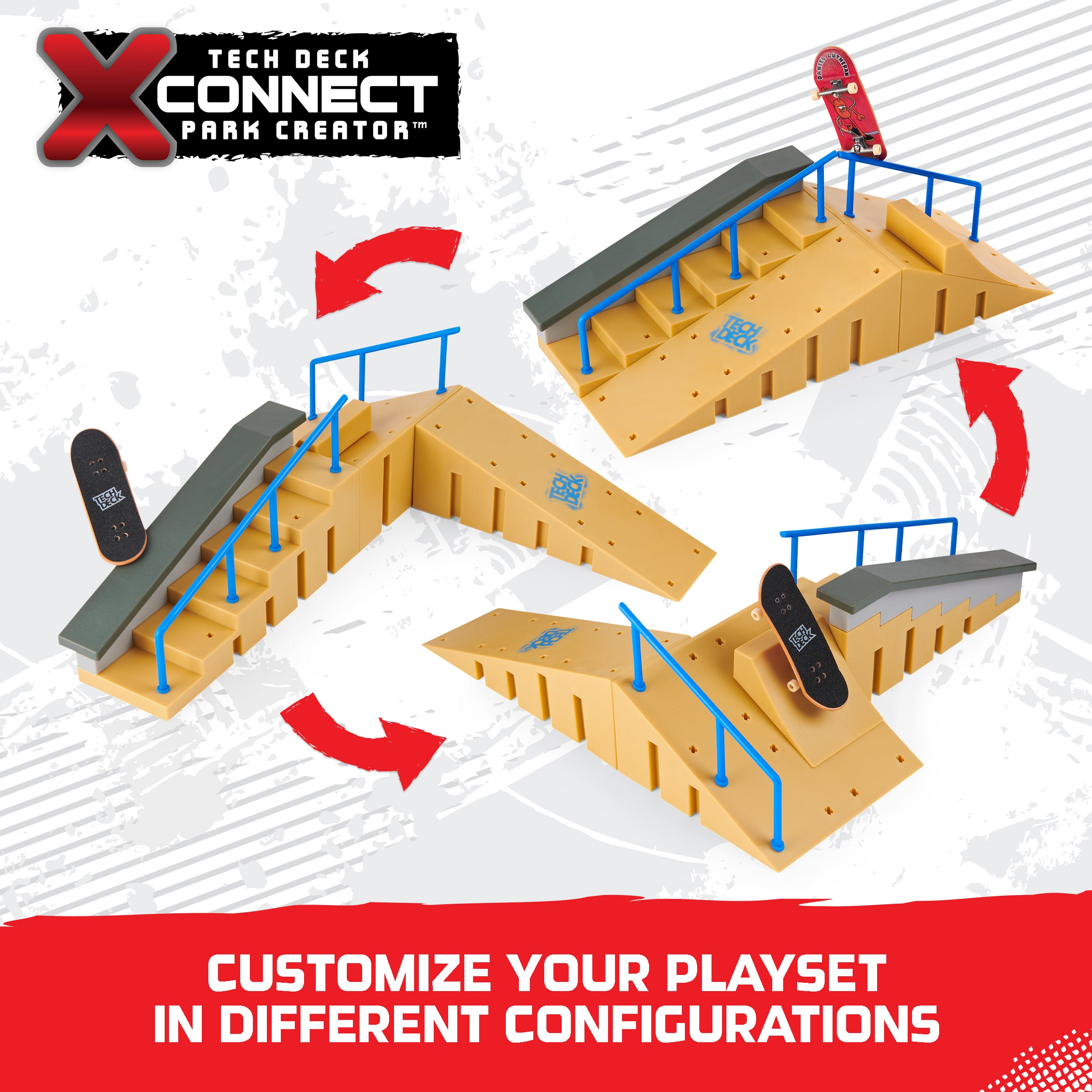 Tech Deck, Jump N’ Grind X-Connect Park Creator, Customizable and Buildable Ramp Set with Exclusive Fingerboard, Kids Toy for Ages 6 and up