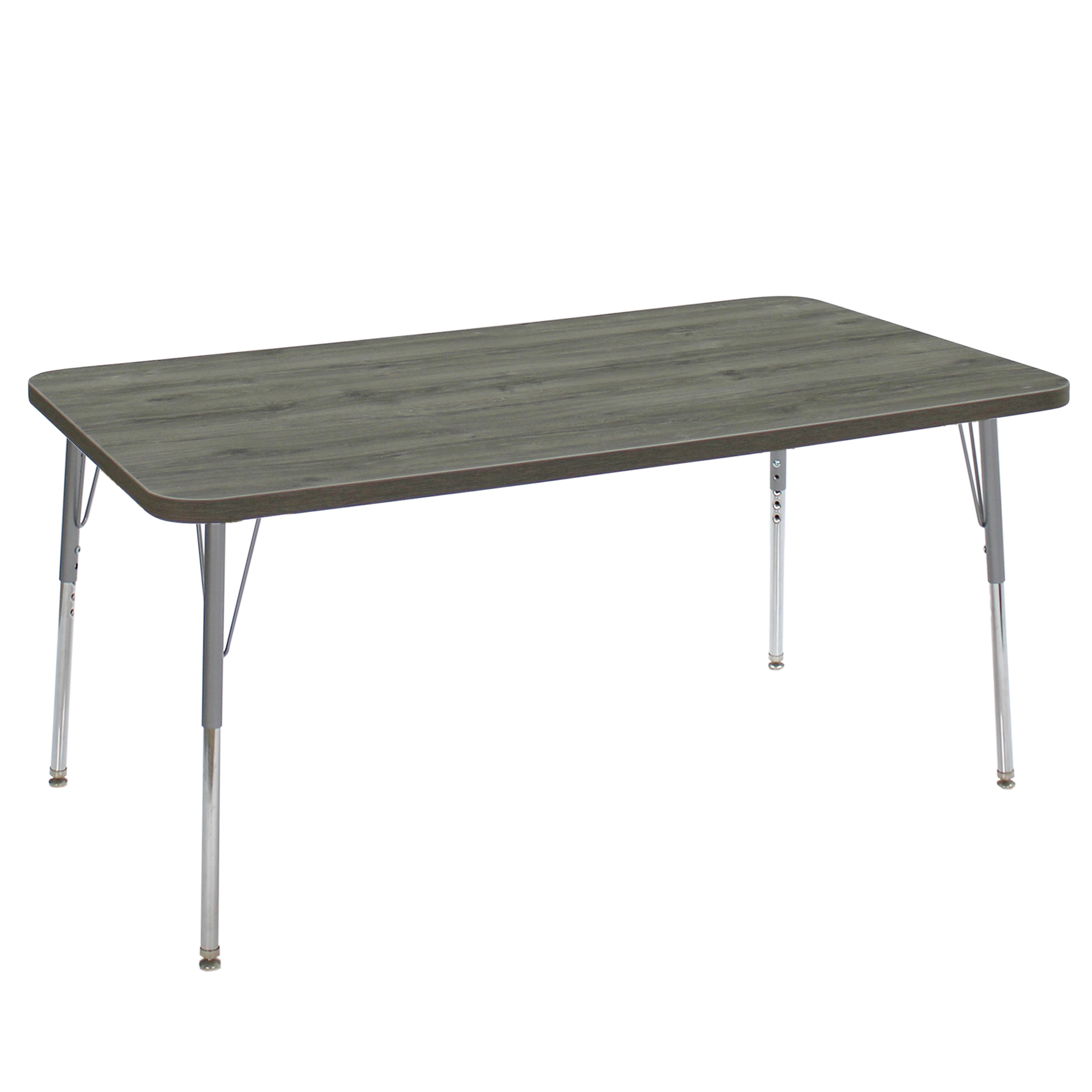 36" x 60" Rectangle La Madera Activity Table with Standard Legs - Gray Wood/Silver
