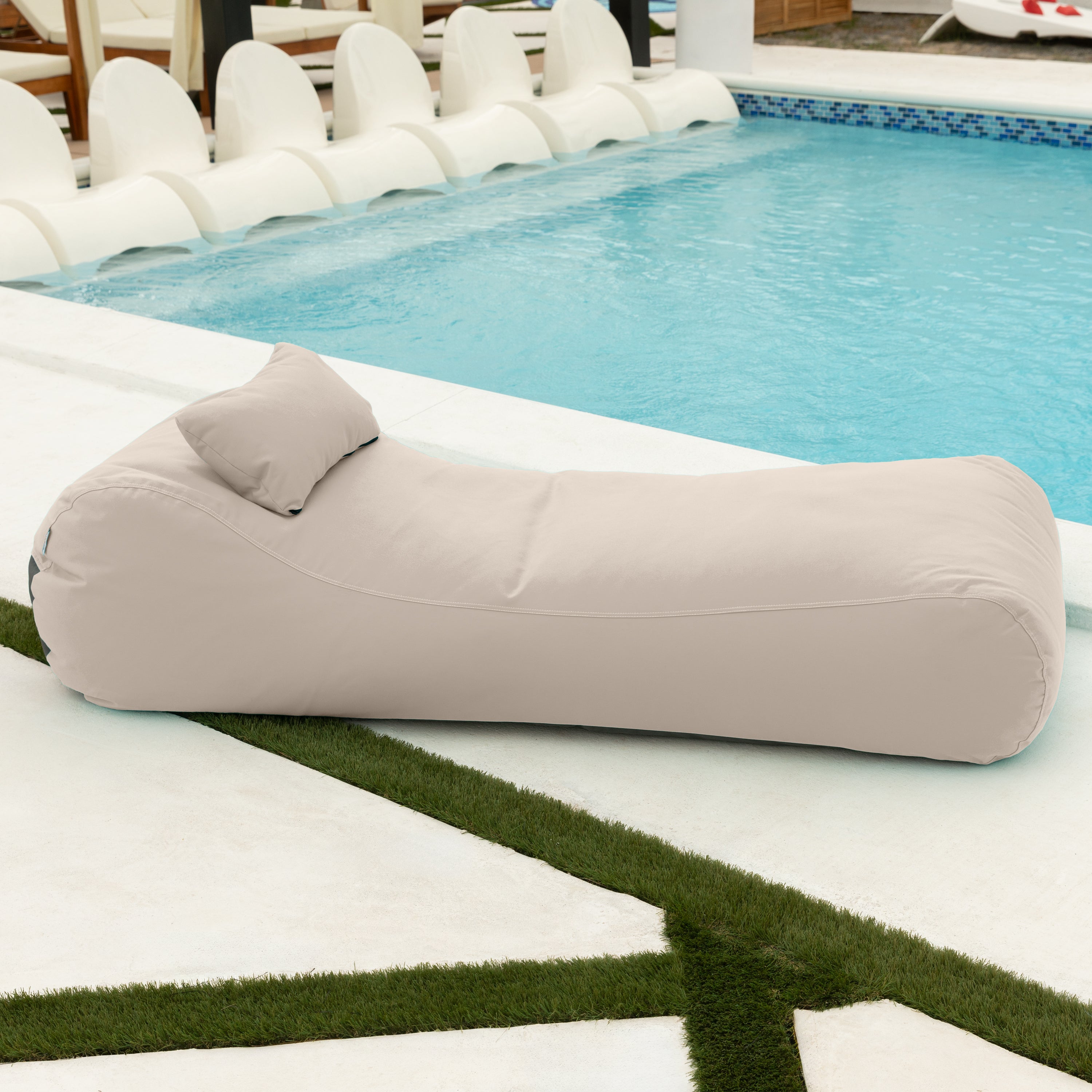 Arlo Outdoor Bean Bag Sun Lounger - Pool and Patio Chaise Recliner, Pearl