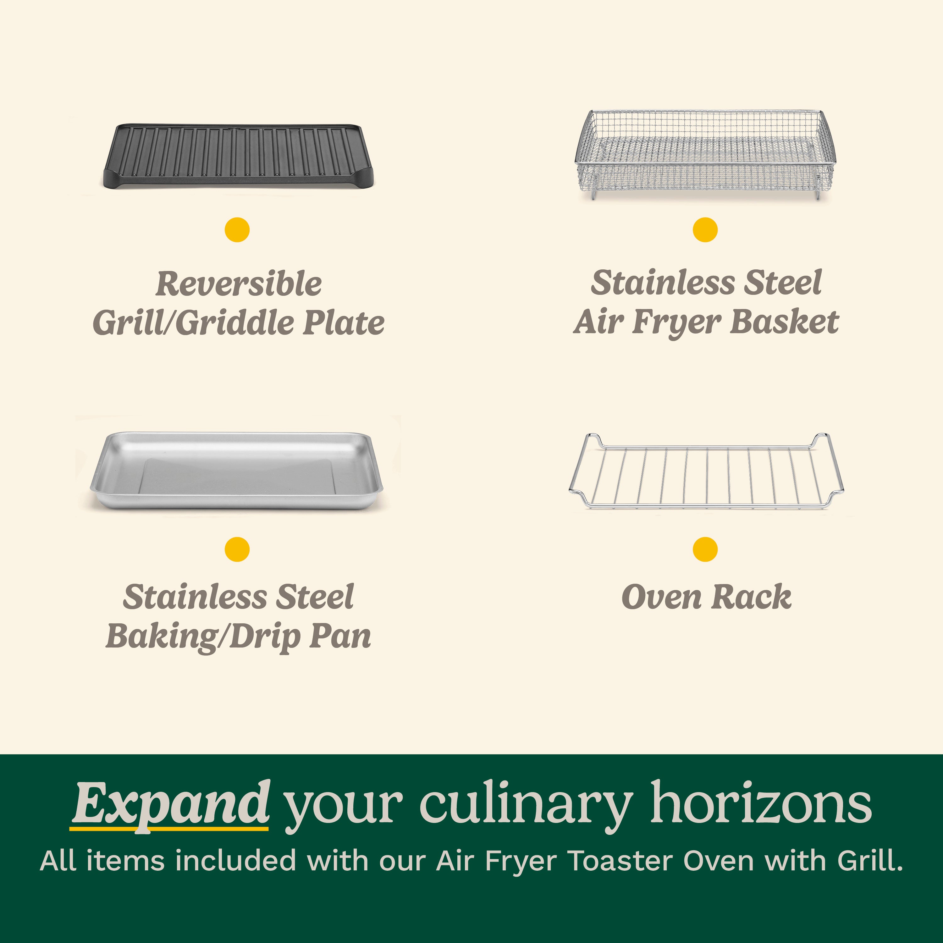 Air Fryer Toaster Oven with Grill - Stainless Steel