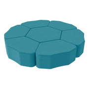 Pro Series Upholstered Bloom Ottoman 12" Height, 7-Piece - Teal