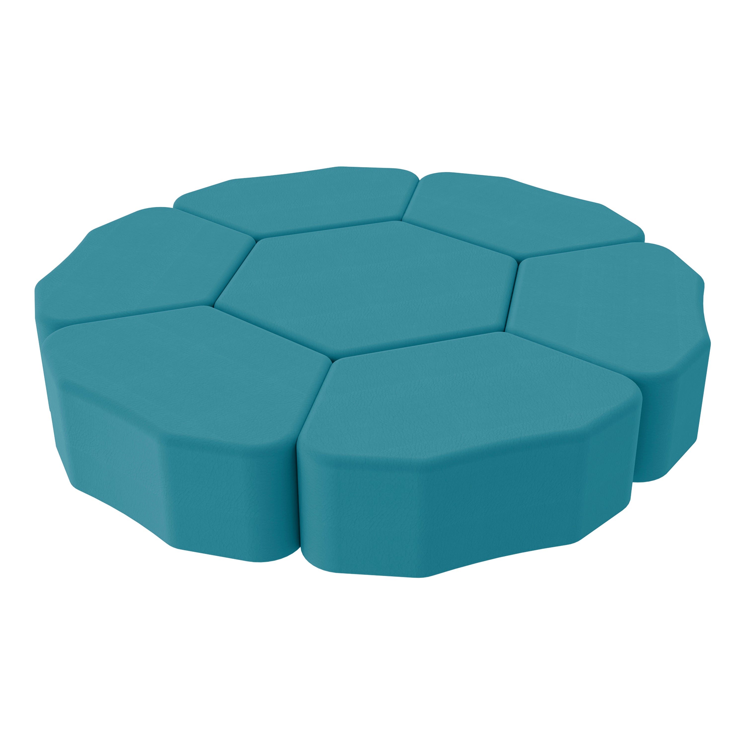 Pro Series Upholstered Bloom Ottoman 12" Height, 7-Piece - Teal