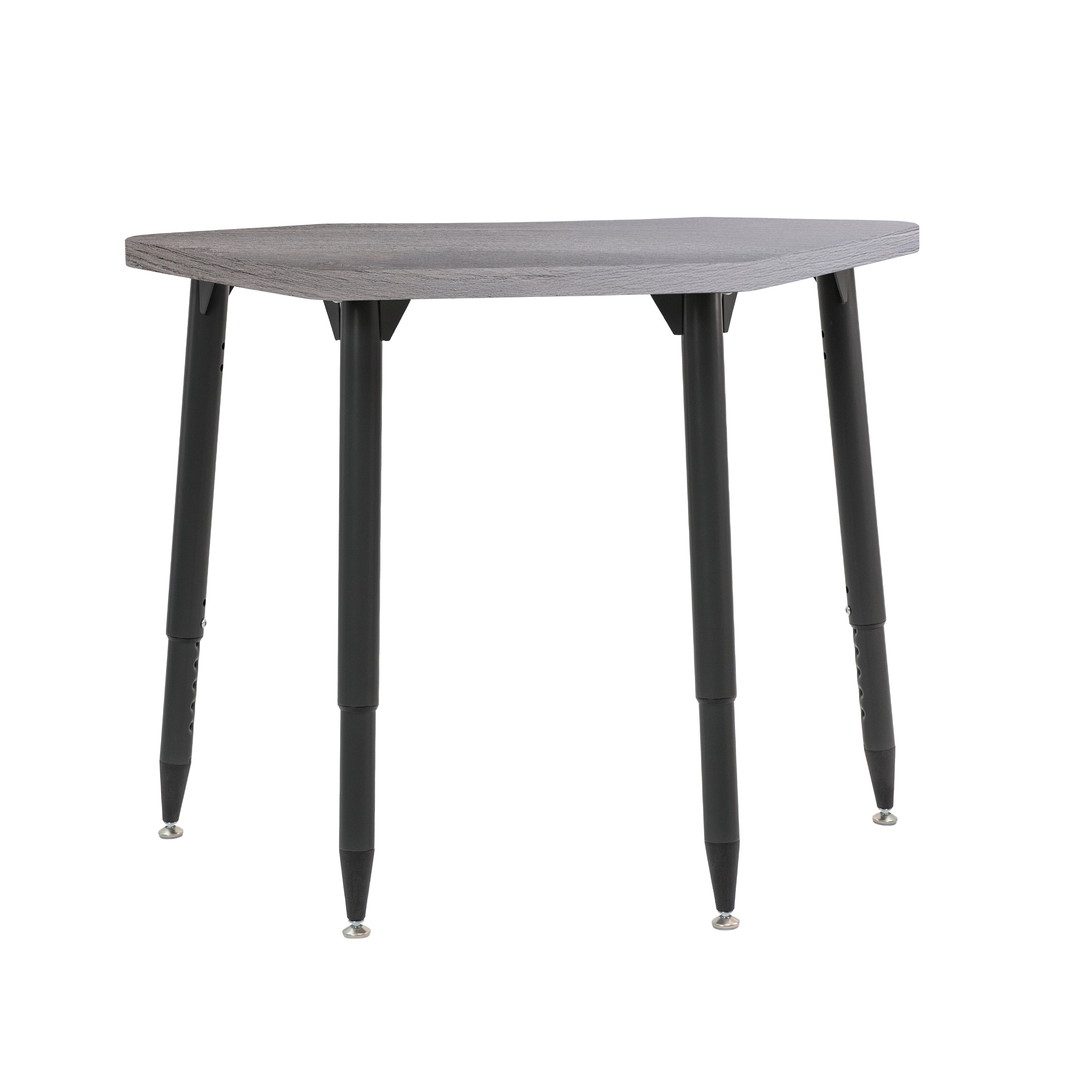 Adapte 24" x 36" Petal Woodgrain Activity Table with Adjustable Tapered Legs - Gray Wood/Black