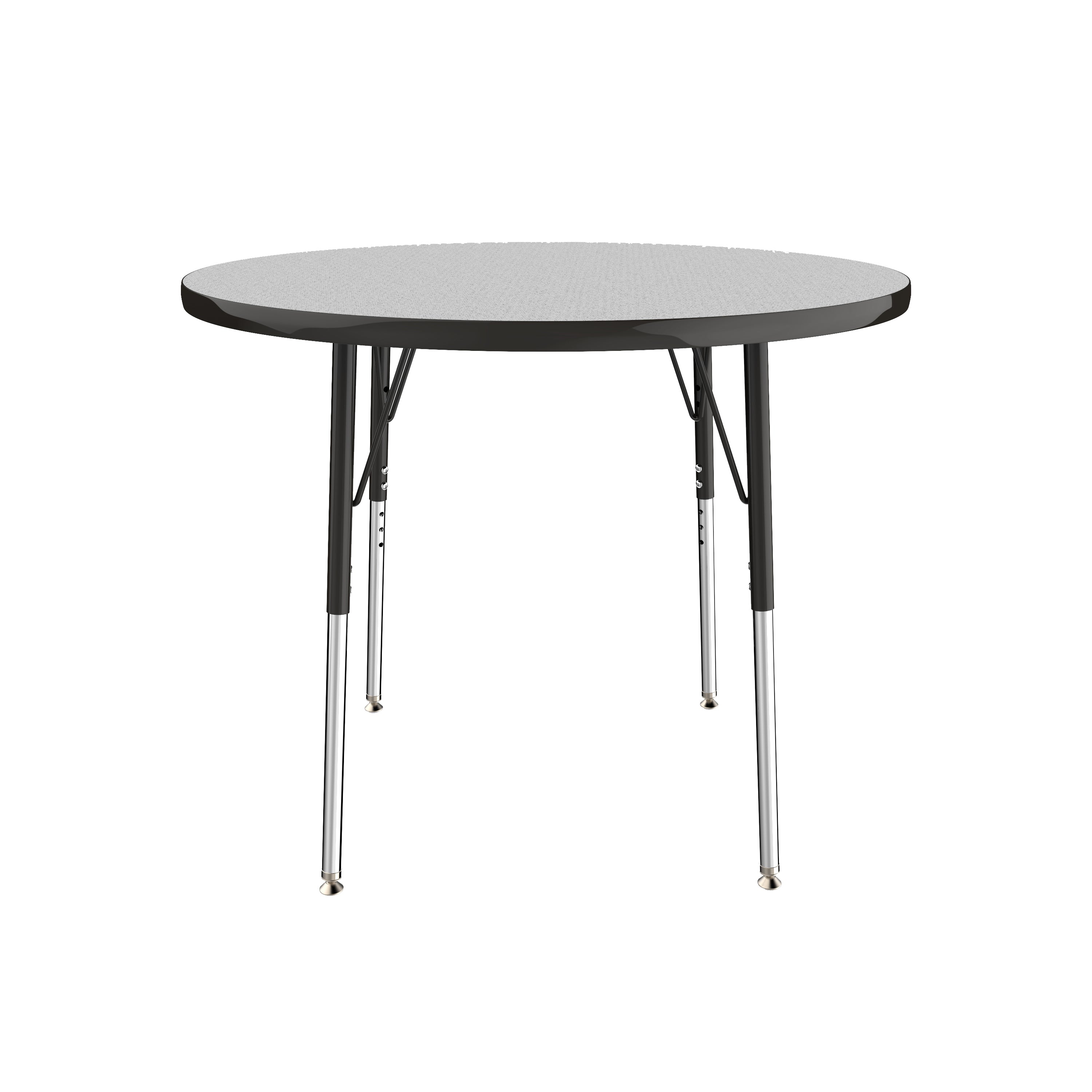 36" Round T-Molding Activity Table with Adjustable Standard Swivel Glide Legs - Gray/Black