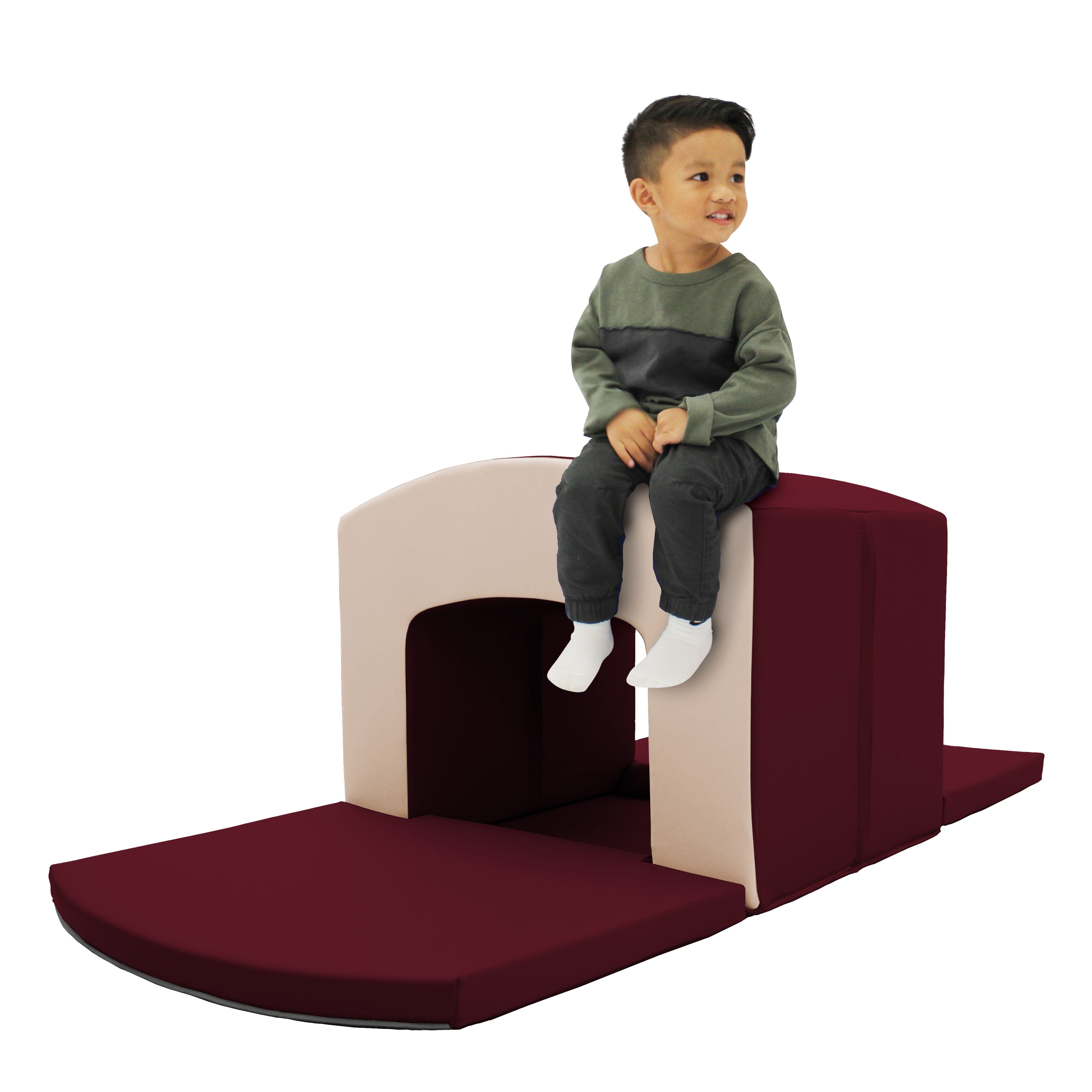 SoftScape Curved Top Tunnel Climber, 3-Piece Set - Bordeaux/Beige