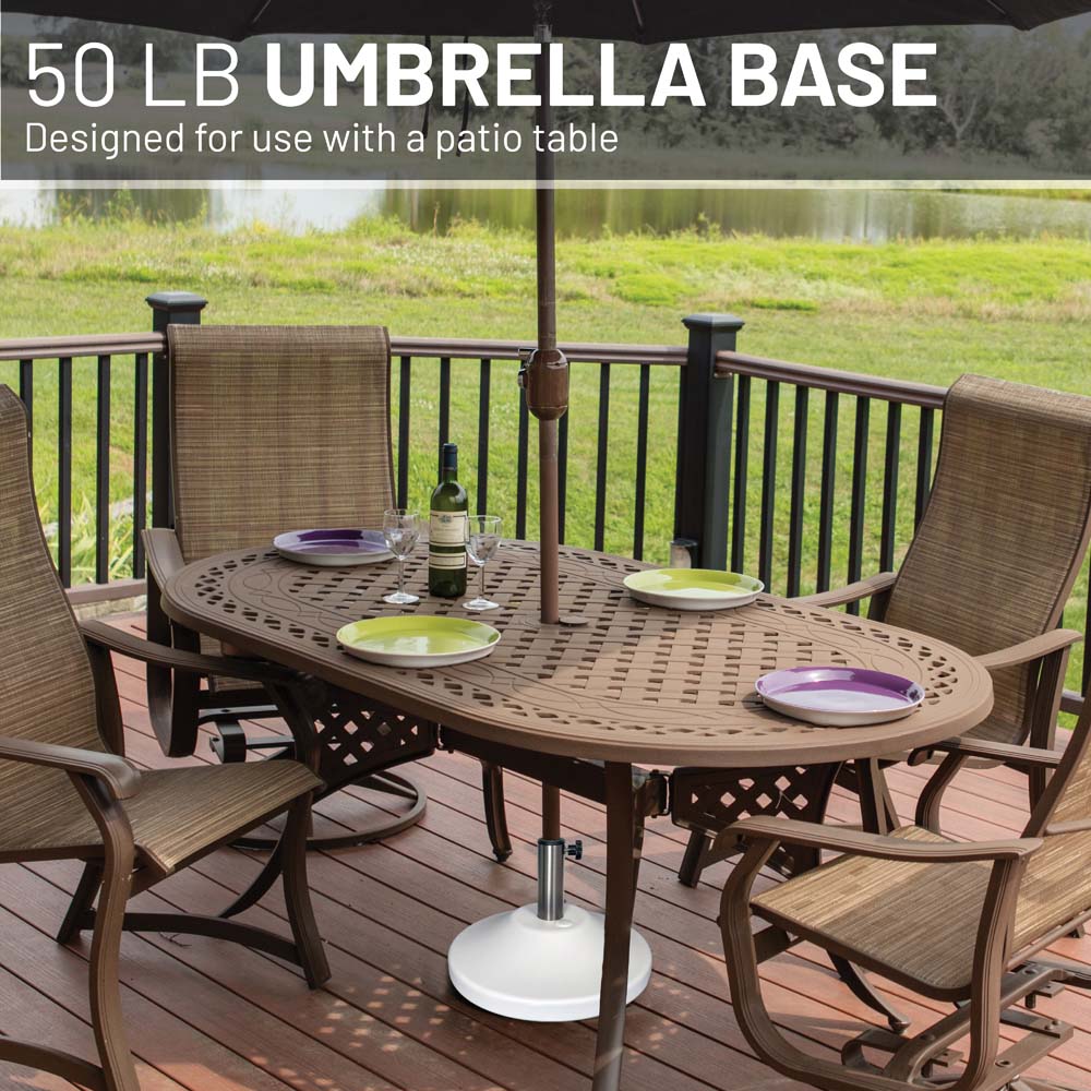 Fillable 50 lb Premium Umbrella Base with Stainless Stem (White)