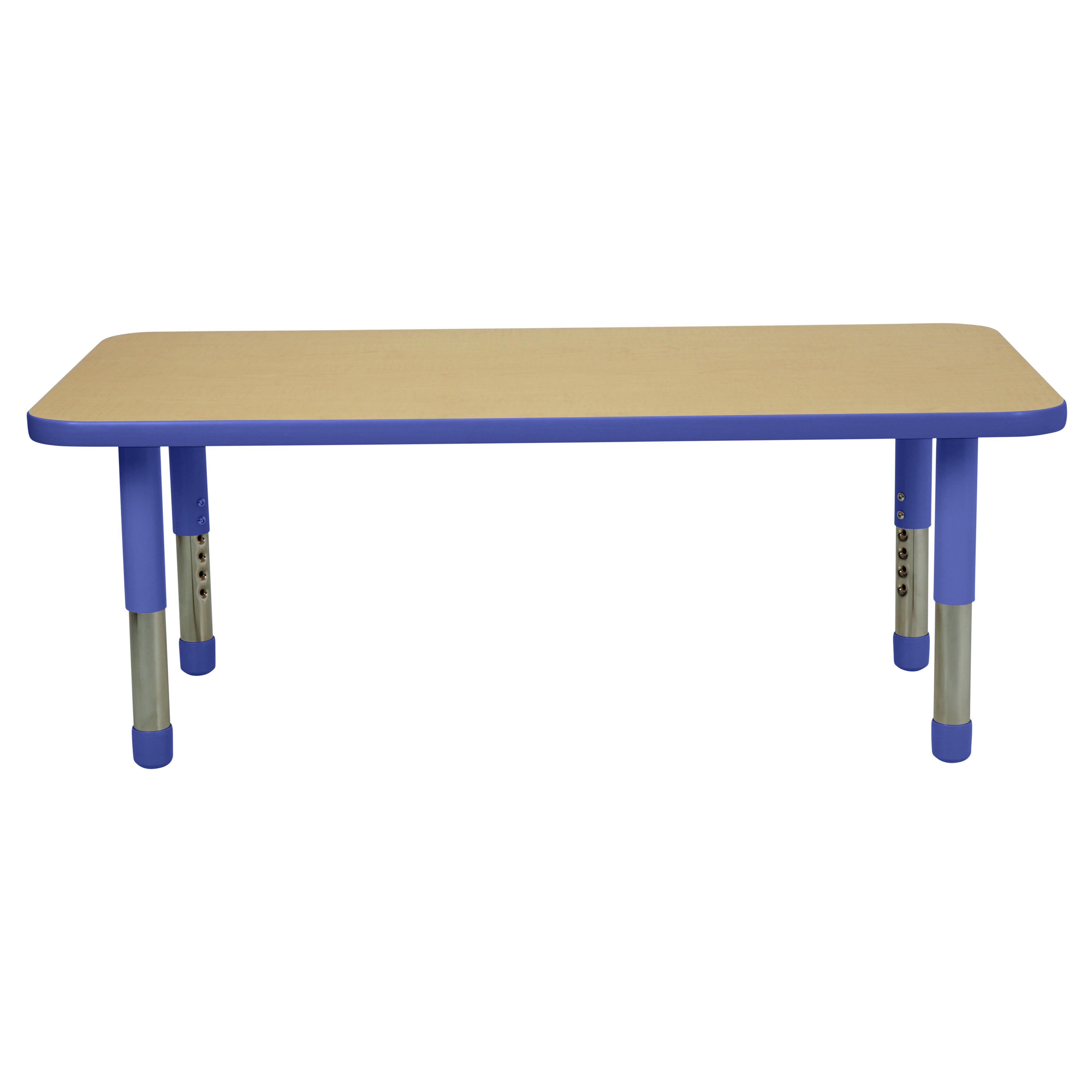 24" x 48" Rectangle T-Molding Activity Table with Adjustable Tiny Tot Legs - Maple/Blue