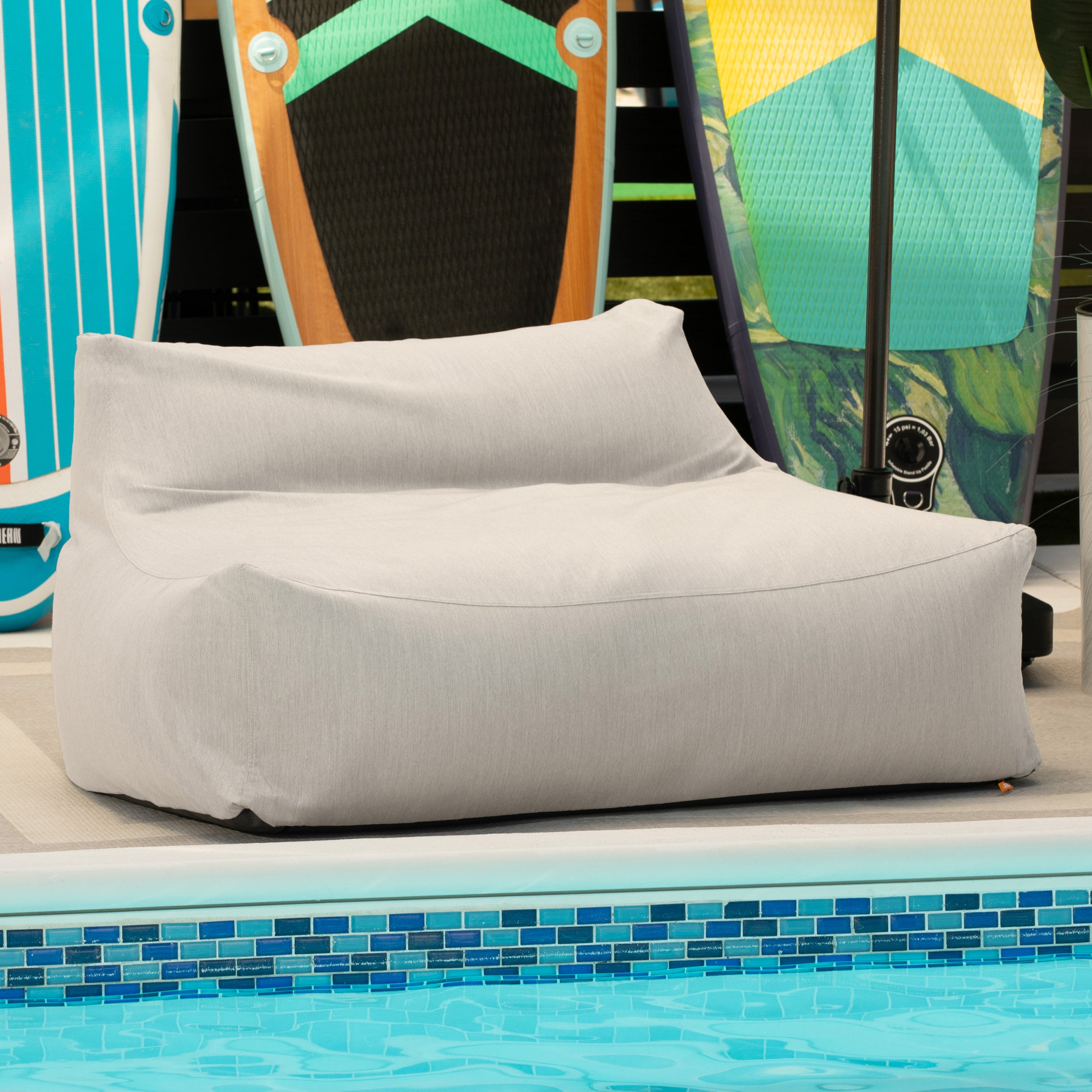 Jaxx Lavista Outdoor Bean Bag Loveseat/Modern Patio Sofa, Sunbrella, Flax