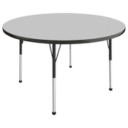 48" Round T-Molding Activity Table with Adjustable Standard Ball Glide Legs - Gray/Black