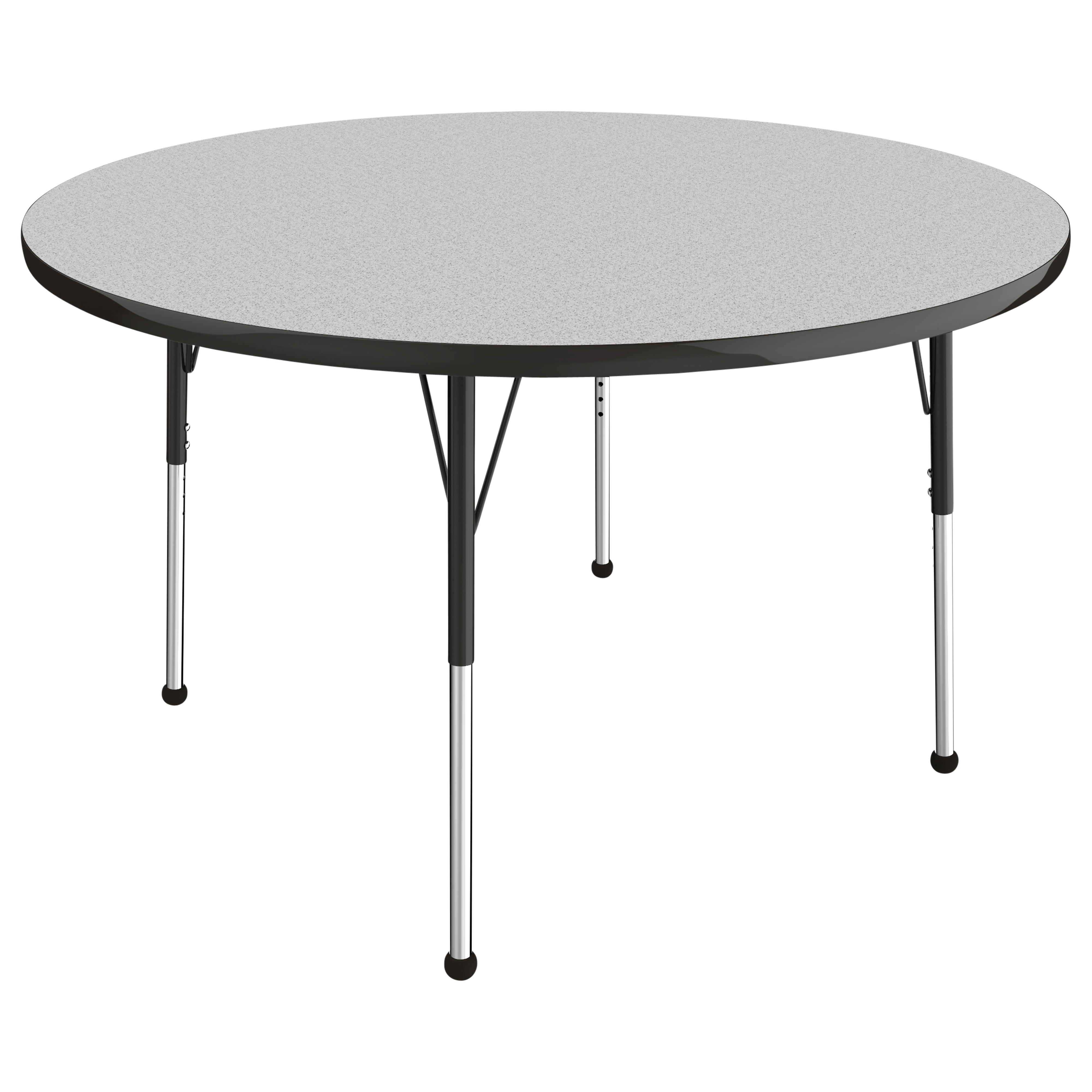 48" Round T-Molding Activity Table with Adjustable Standard Ball Glide Legs - Gray/Black