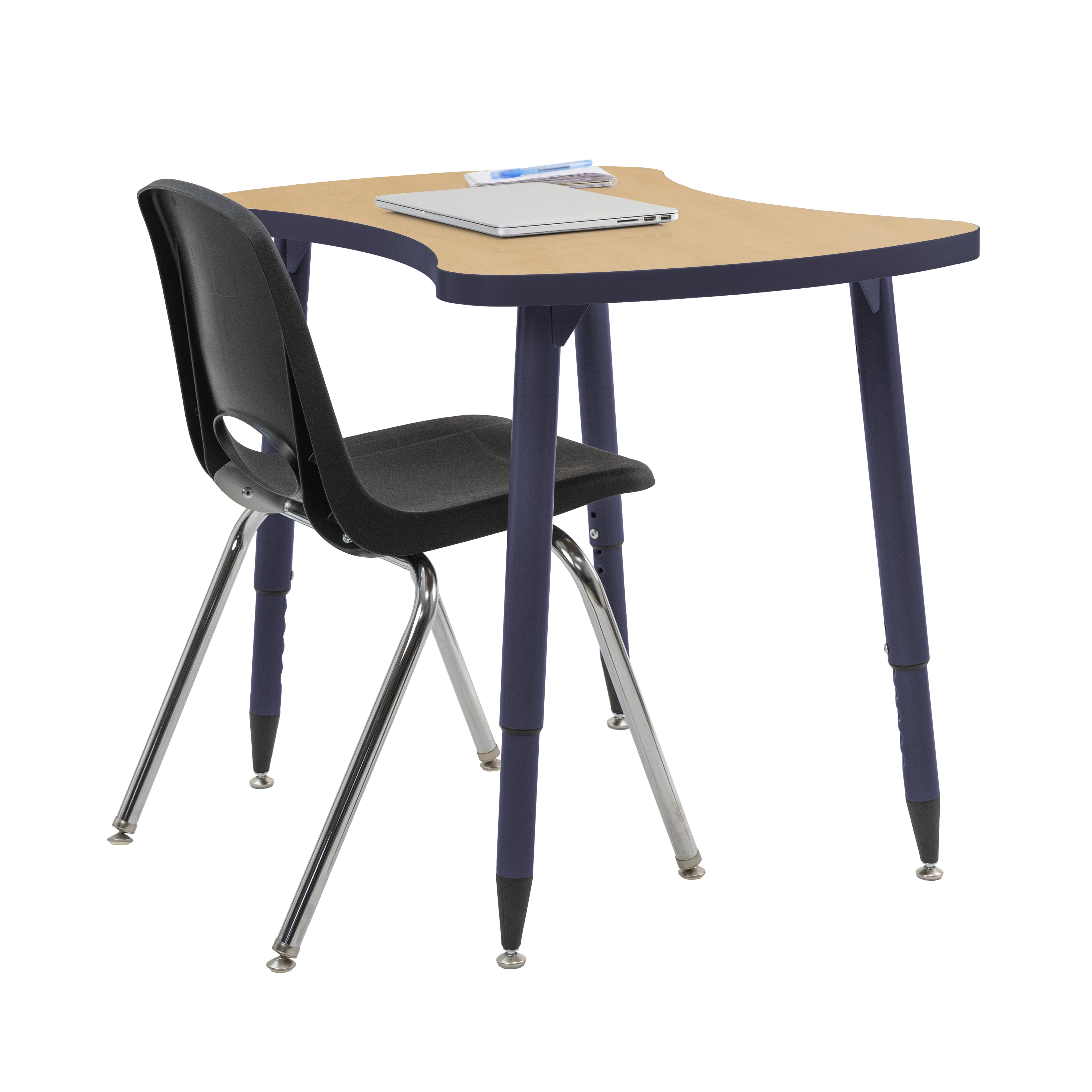 Adapte 25" x 37" Bowtie Thermofused Activity Table with Adjustable Tapered Legs - Maple/Navy