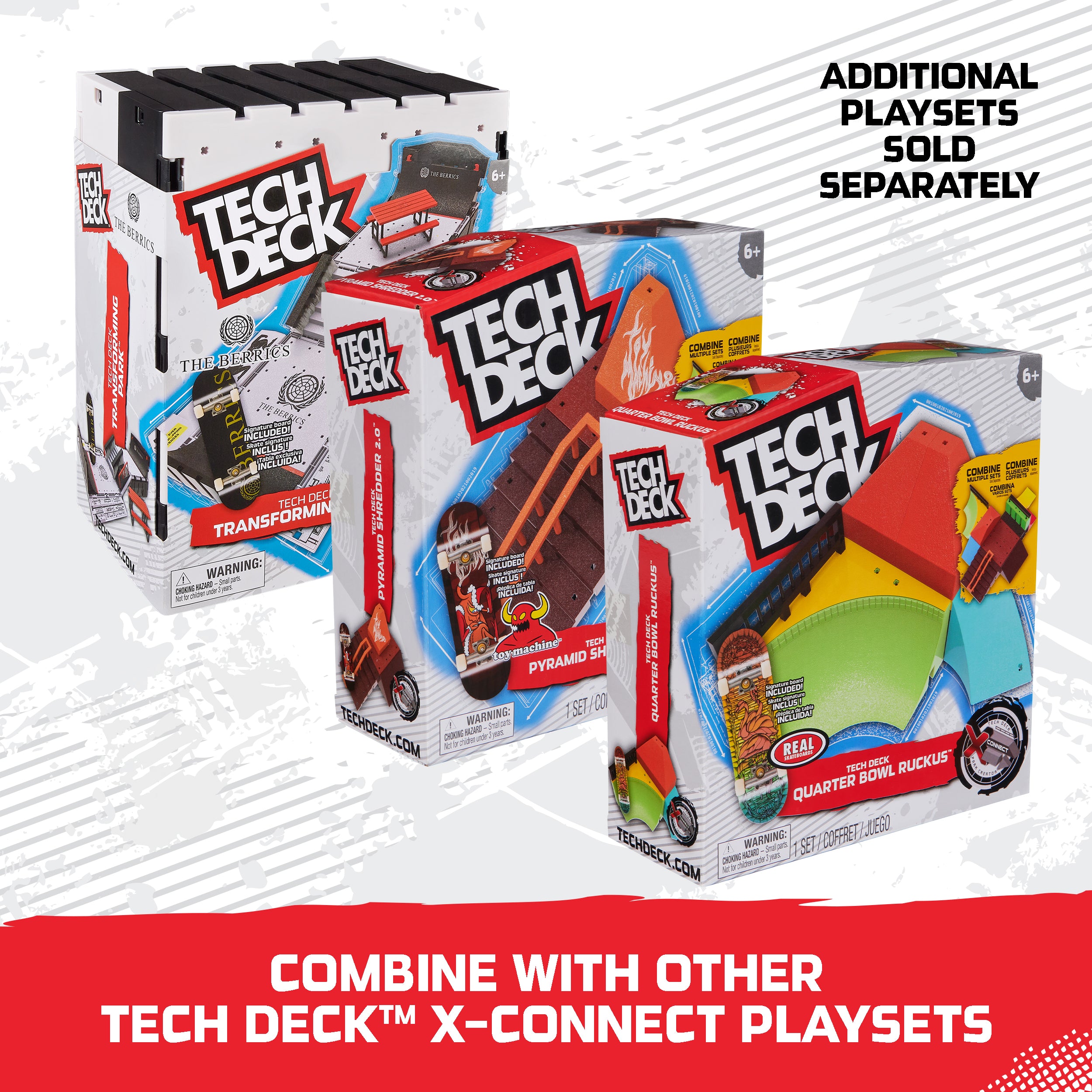 Tech Deck, Quarter Bowl Ruckus X-Connect Park Creator, Customizable and Buildable Ramp Set with Exclusive Fingerboard, Kids Toy for Ages 6 and up