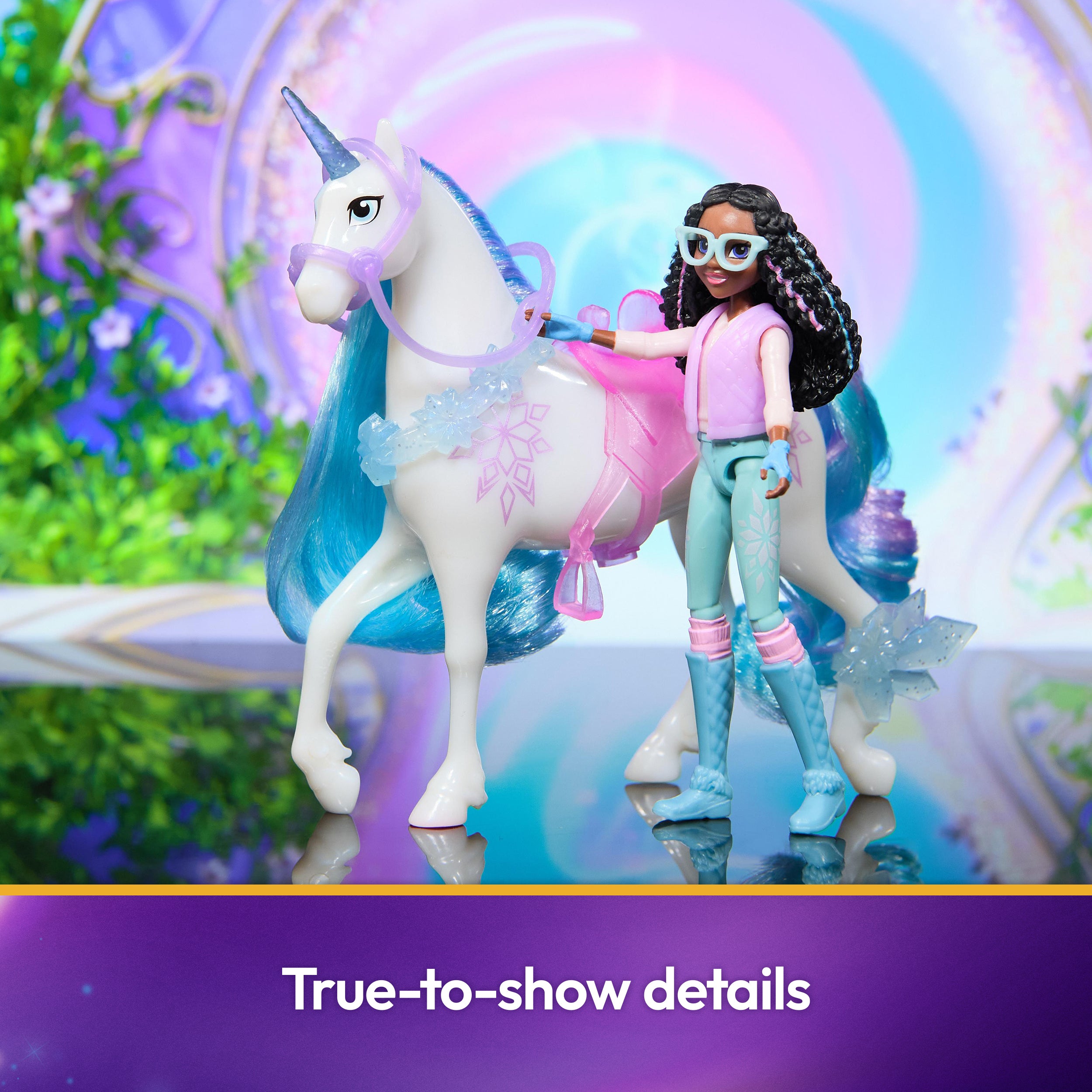 Unicorn Academy, Layla & Glacier Power of Friendship Set with Translucent Saddle & 2 Power Accessories, Dolls & Unicorn Toys for Girls Ages 4 and up