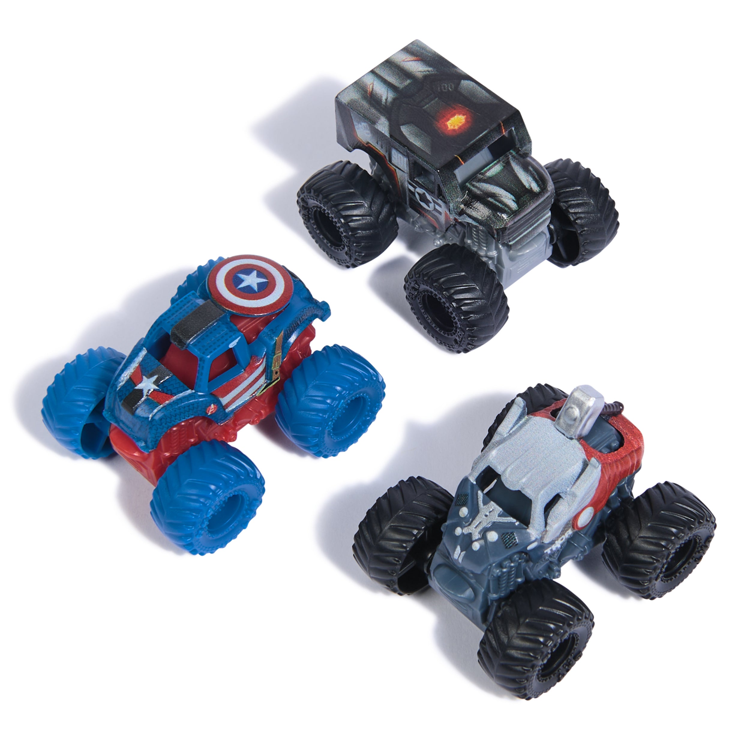 Monster Jam, Marvel Mini Monster Truck 3-Pack, 1:87 Scale, Kids Toys for Boys Ages 3 and Up  Styles May Vary