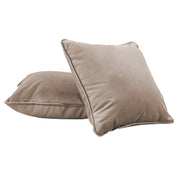 15" x 15" Square Microfiber and Faux Leather Pillow with Piping, 2-Piece - Caffe